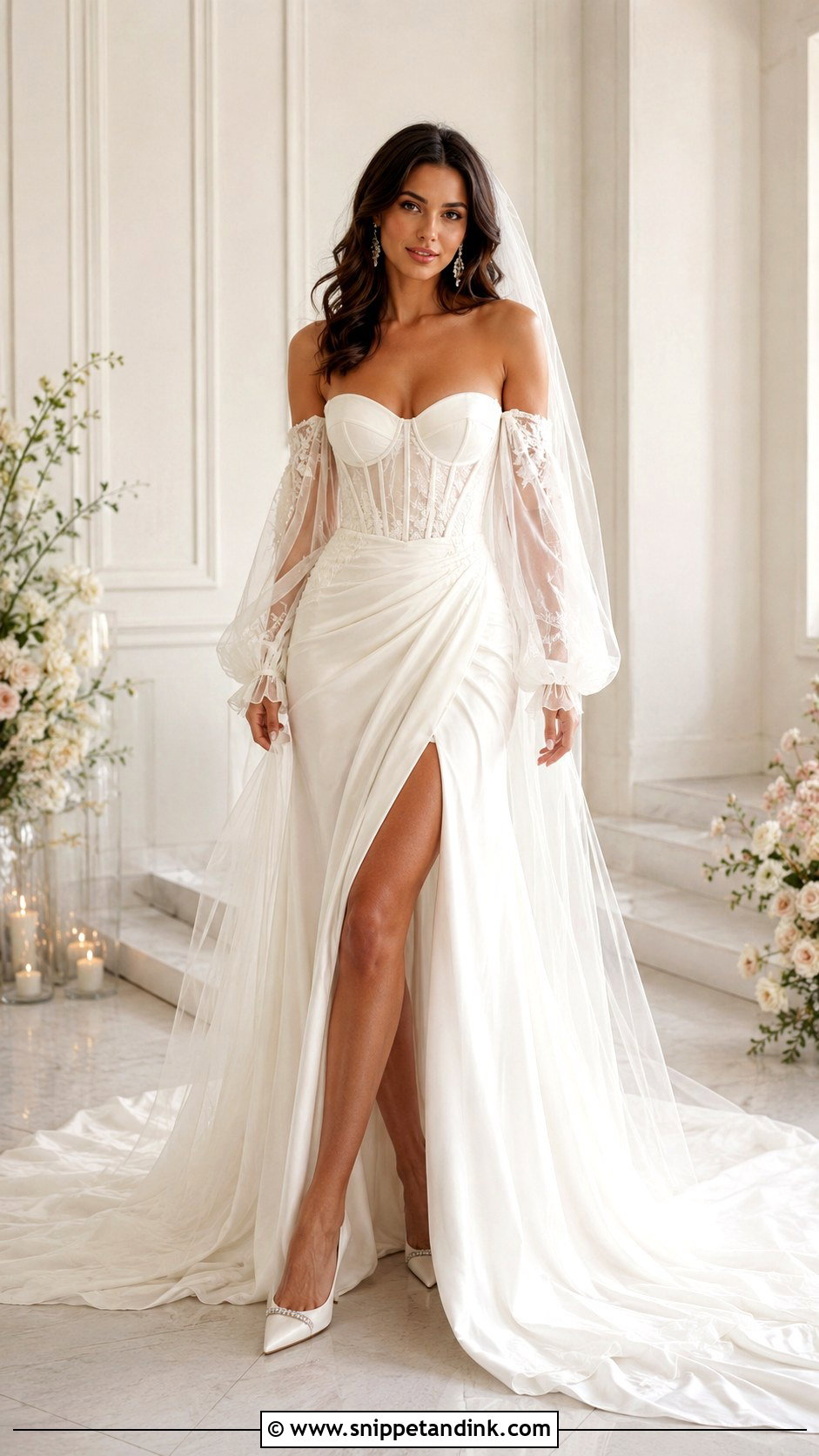 Detachable Corset Wedding Dress With Sleeves - Snippet and Ink - 25 Detachable Sleeves Wedding Dress
