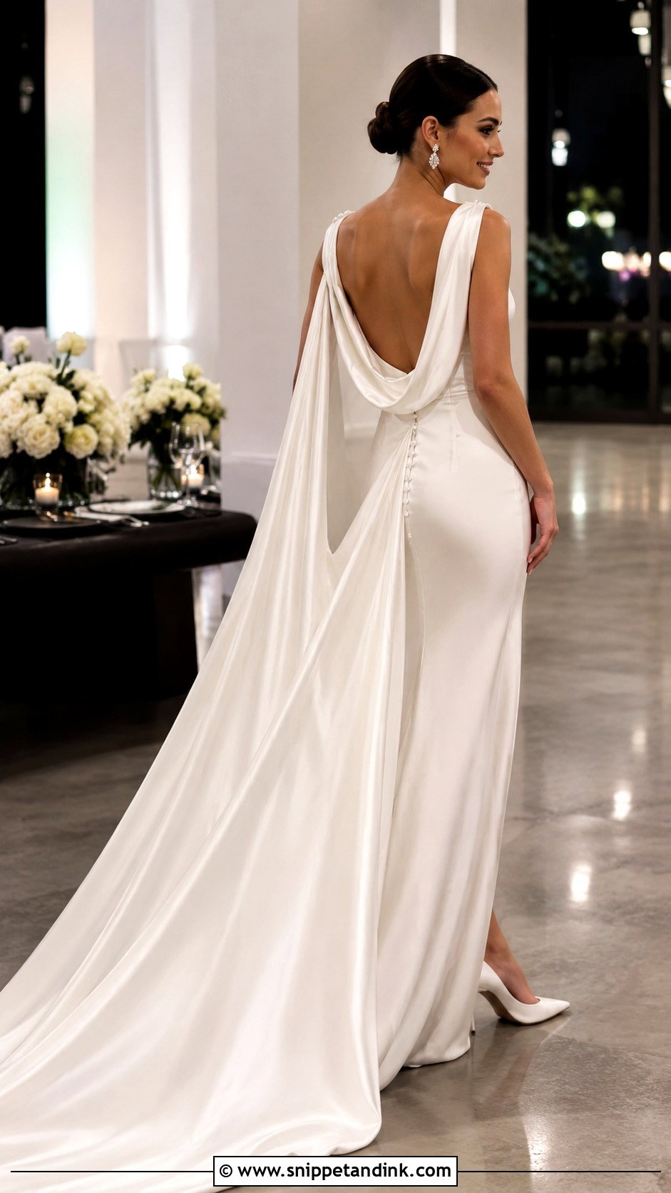 Detachable Cowl Back Wedding Dress - Snippet and Ink - 20 Cowl Back Wedding Dress Ideas