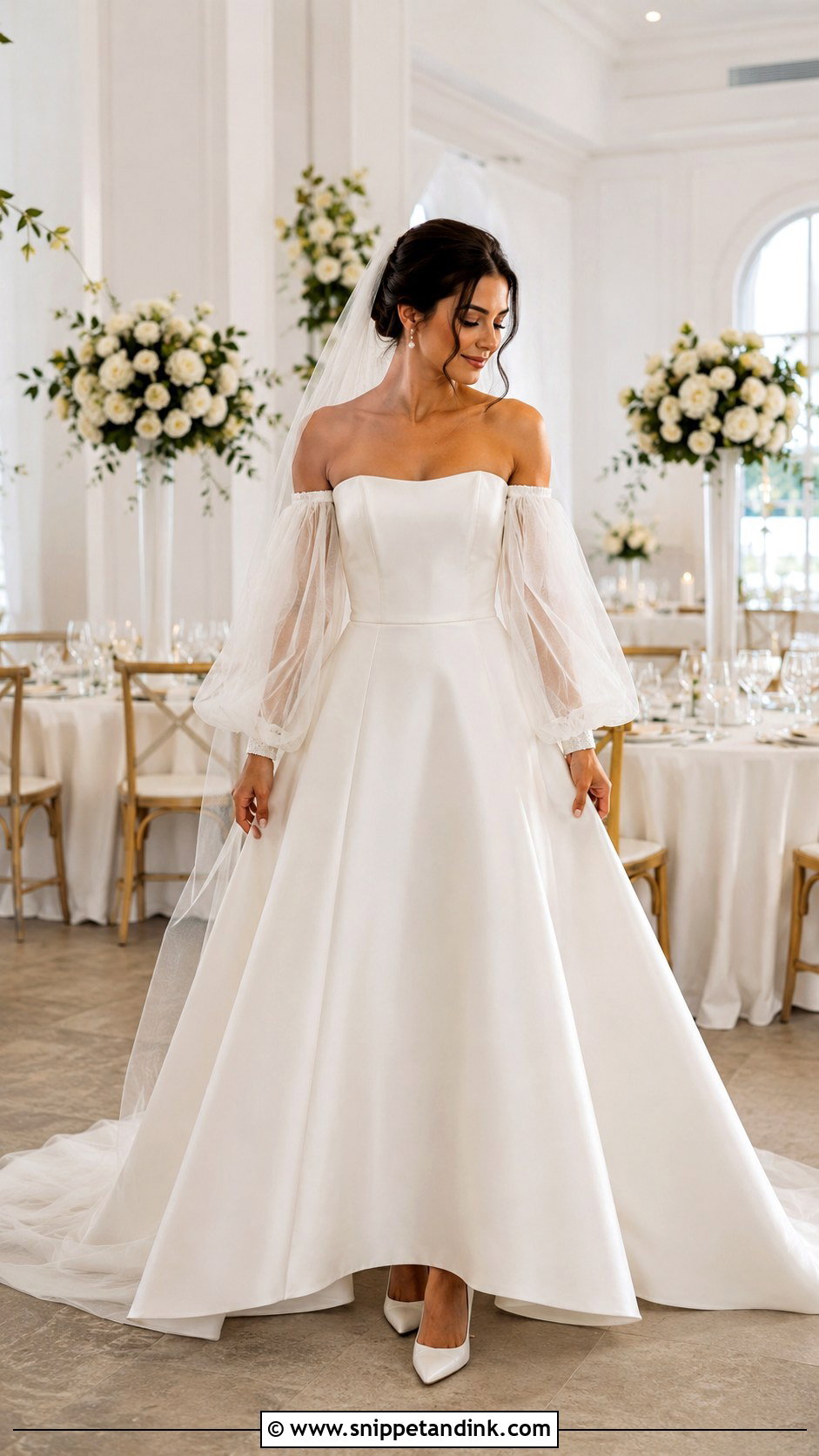 Detachable Drop Sleeve Wedding Dress - Snippet and Ink - 20 Drop Sleeve Wedding Dress Ideas