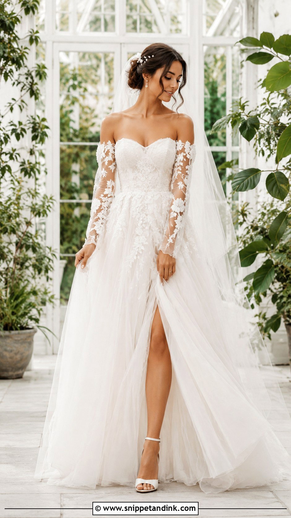 Detachable Floral Bridal Sleeves With Tulle Wedding Dress - Snippet and Ink - 20 Bridal Sleeves Detachable