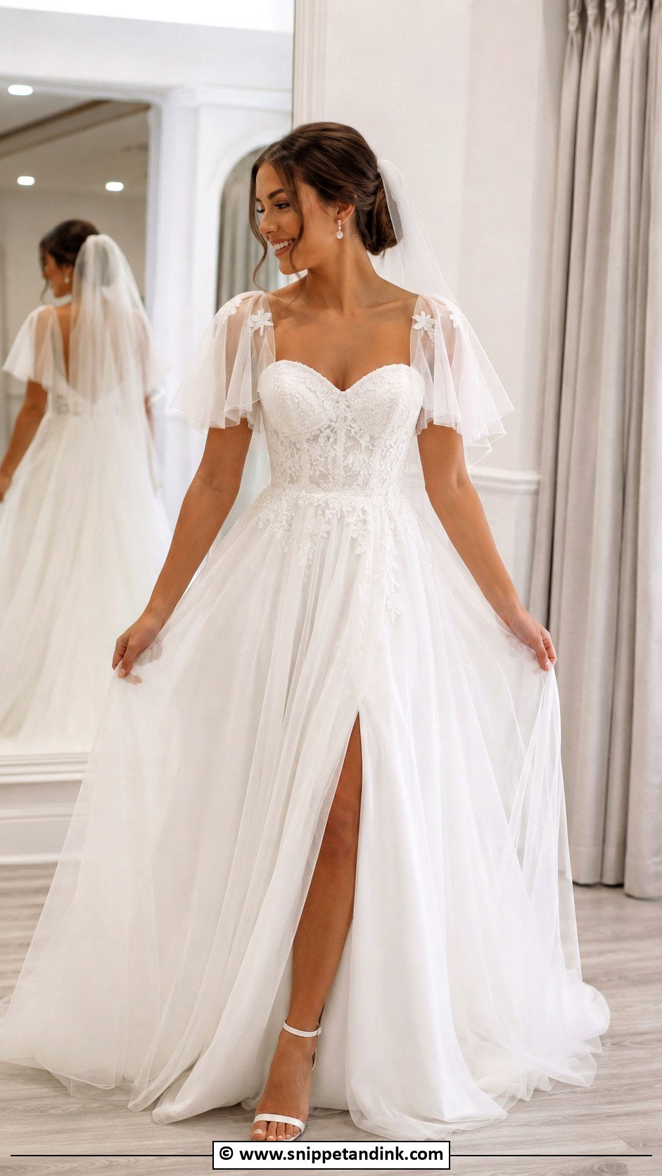 Detachable Flutter Sleeve Wedding Dress - Snippet and Ink - 25 Flutter Sleeve Wedding Dress Ideas