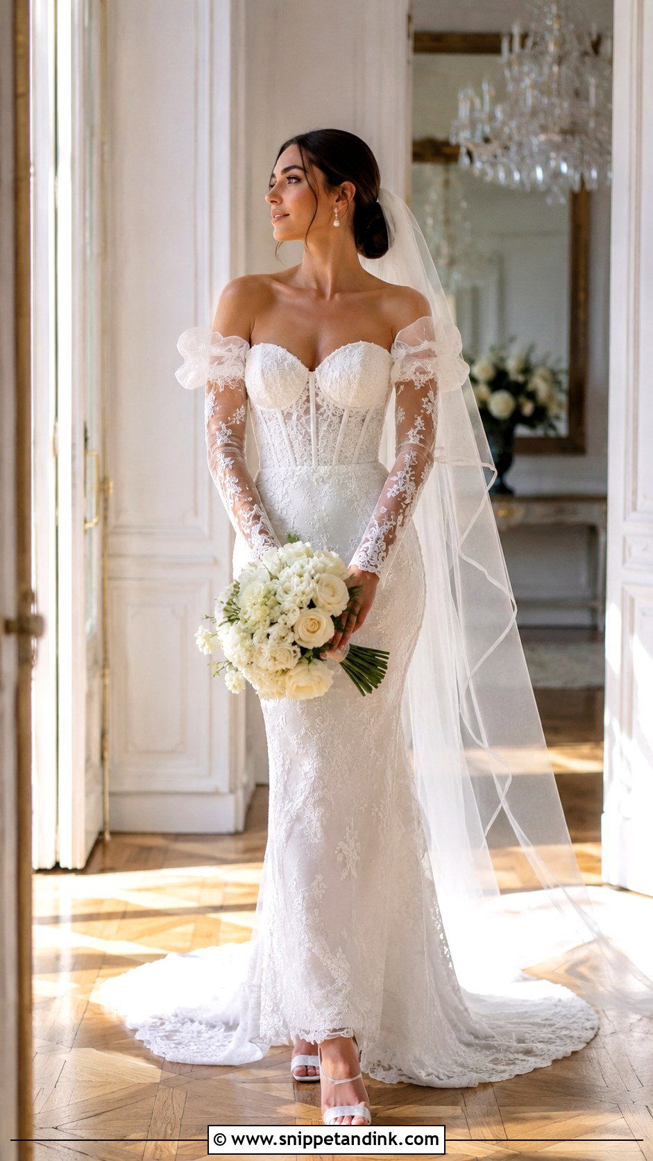 Detachable Juliet Bridal Sleeves With Corset Wedding Dress - Snippet and Ink - 20 Bridal Sleeves Detachable