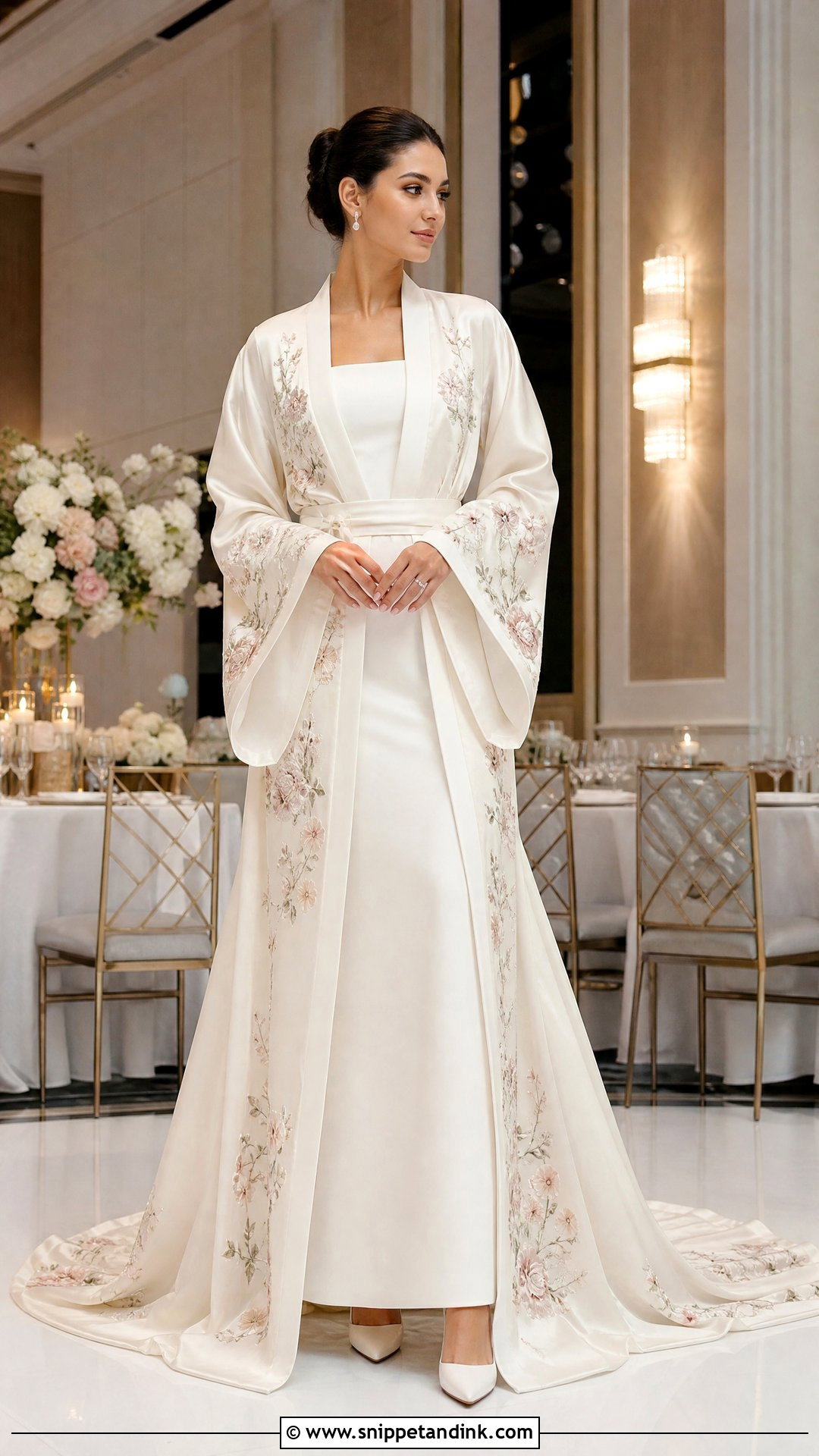 Detachable Kimono Robe Wedding Dress - Snippet and Ink - 25 Kimono Wedding Dress Ideas