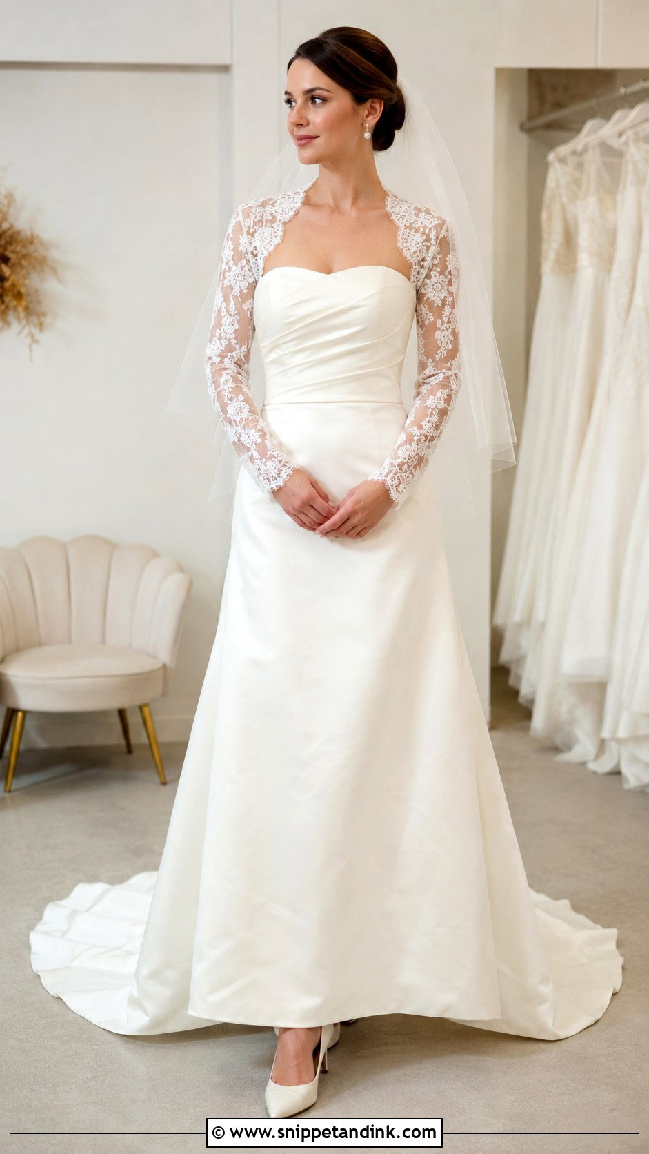 Detachable Lace Bolero Sleeves Wedding Dress - Snippet and Ink - 25 Detachable Sleeves Wedding Dress