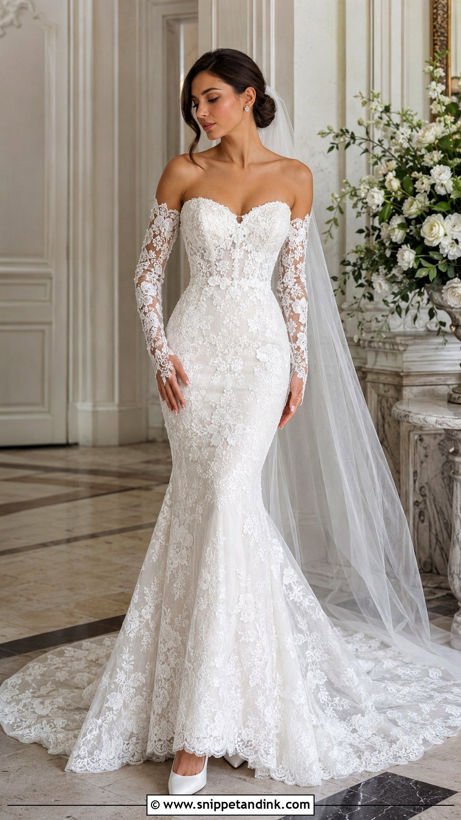 Detachable Lace Bridal Sleeves With Mermaid Wedding Dress - Snippet and Ink - 20 Bridal Sleeves Detachable