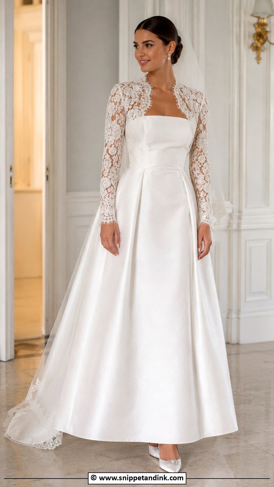 Detachable Lace Jacket Wedding Dress - Snippet and Ink - 30 Detachable Wedding Dress Ideas