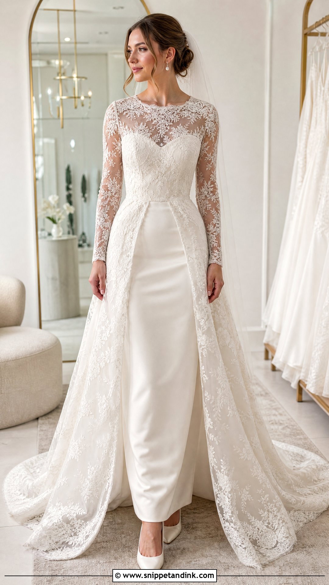Detachable Lace Overlay Wedding Dress - Snippet and Ink - 20 Wedding Dress with Lace Overlay Ideas