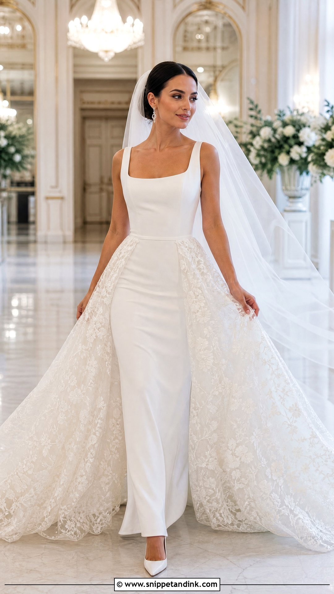 Detachable Lace Overskirt Wedding Dress - Snippet and Ink - 20 Unique Lace Wedding Dress Ideas