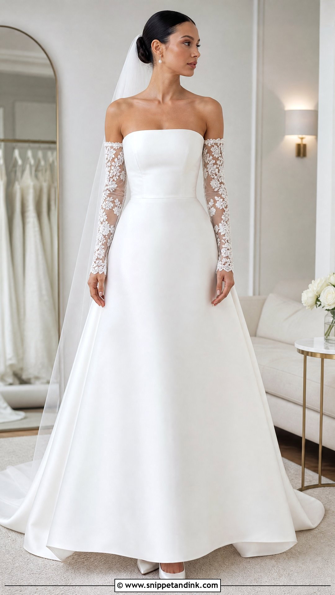 Detachable Lace Sleeve Wedding Dress - Snippet and Ink - 20 Wedding Dresses with Lace Sleeves