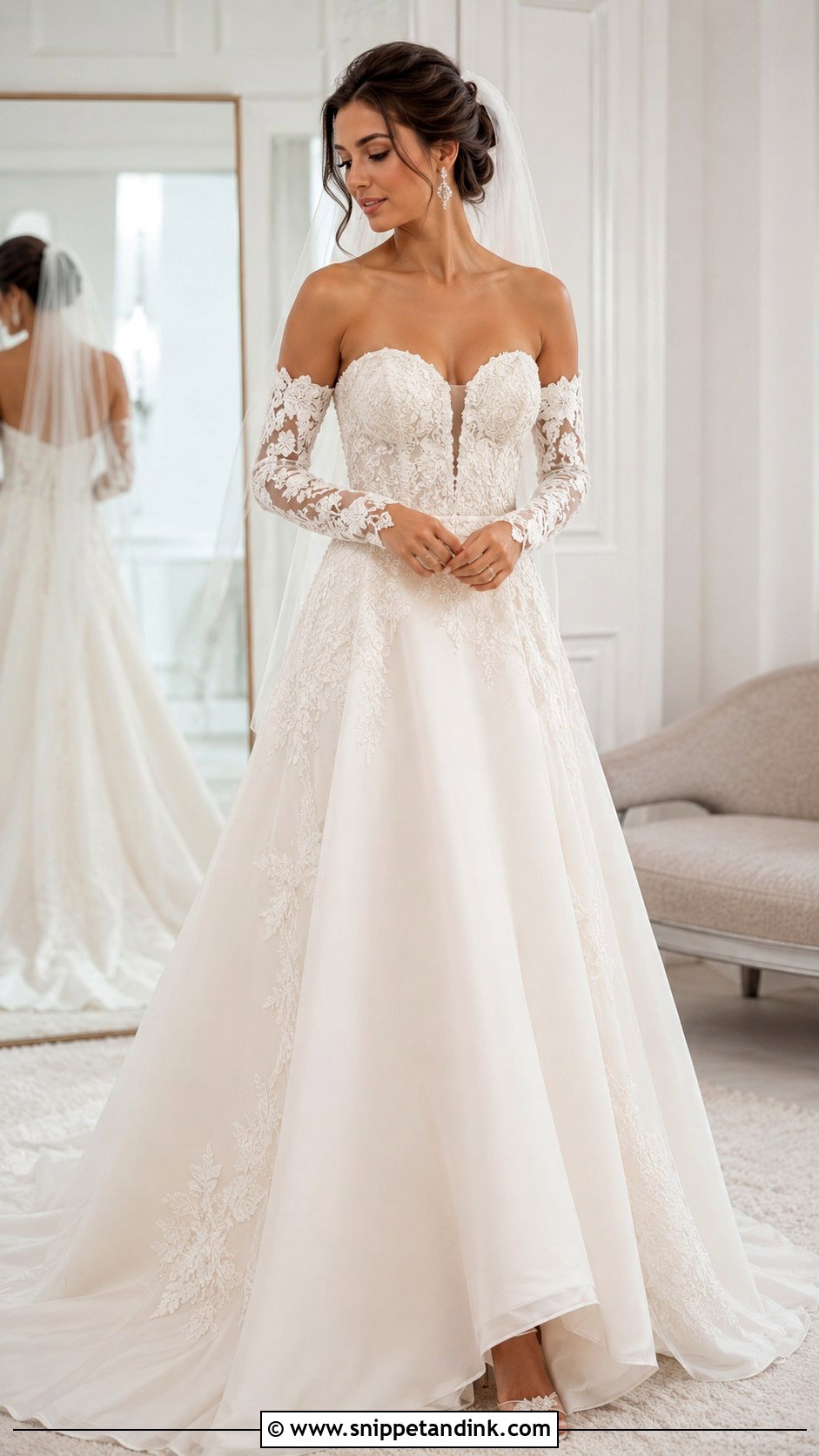 Detachable Lace Sleeve Wedding Dress - Snippet and Ink - 25 Lace Sleeves Wedding Dresses