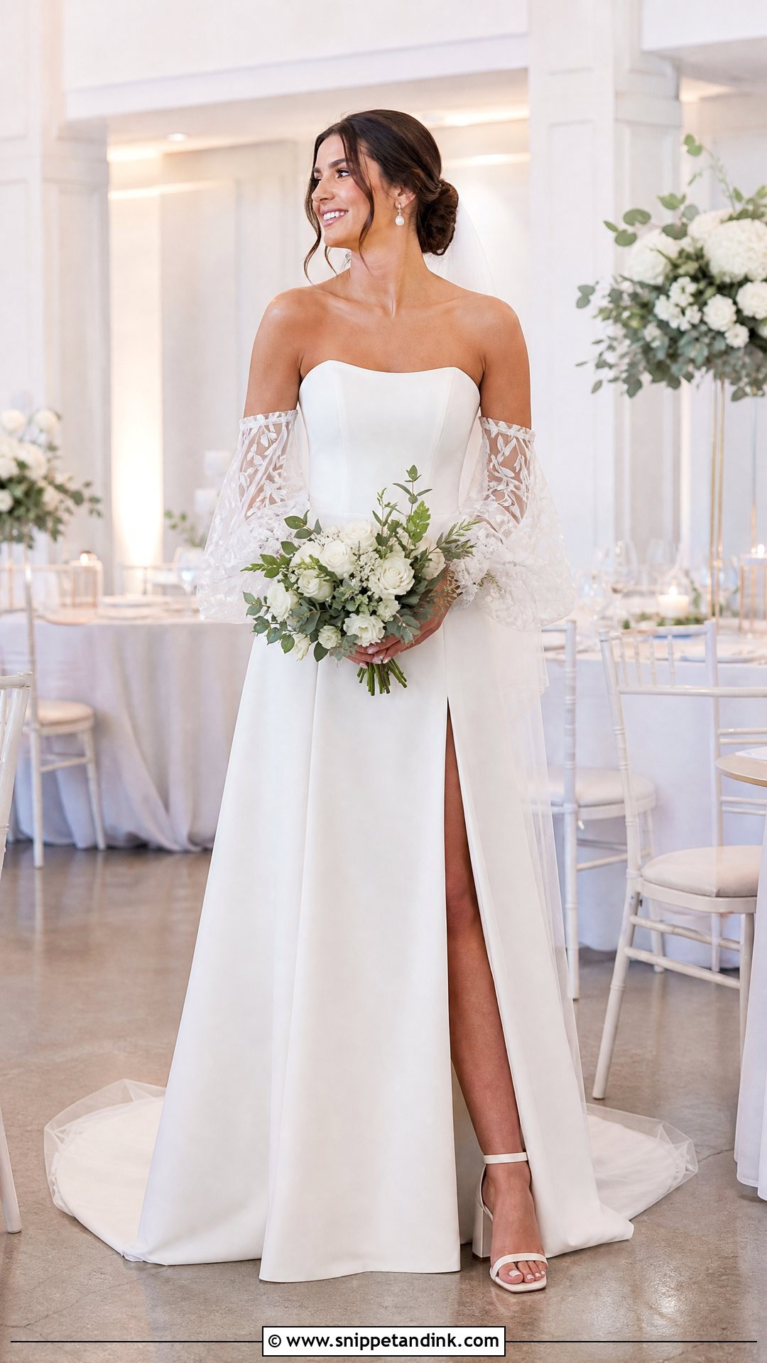 Detachable Leaf Sleeve Wedding Dress - Snippet and Ink - 20 Wedding Dress Leaves Ideas