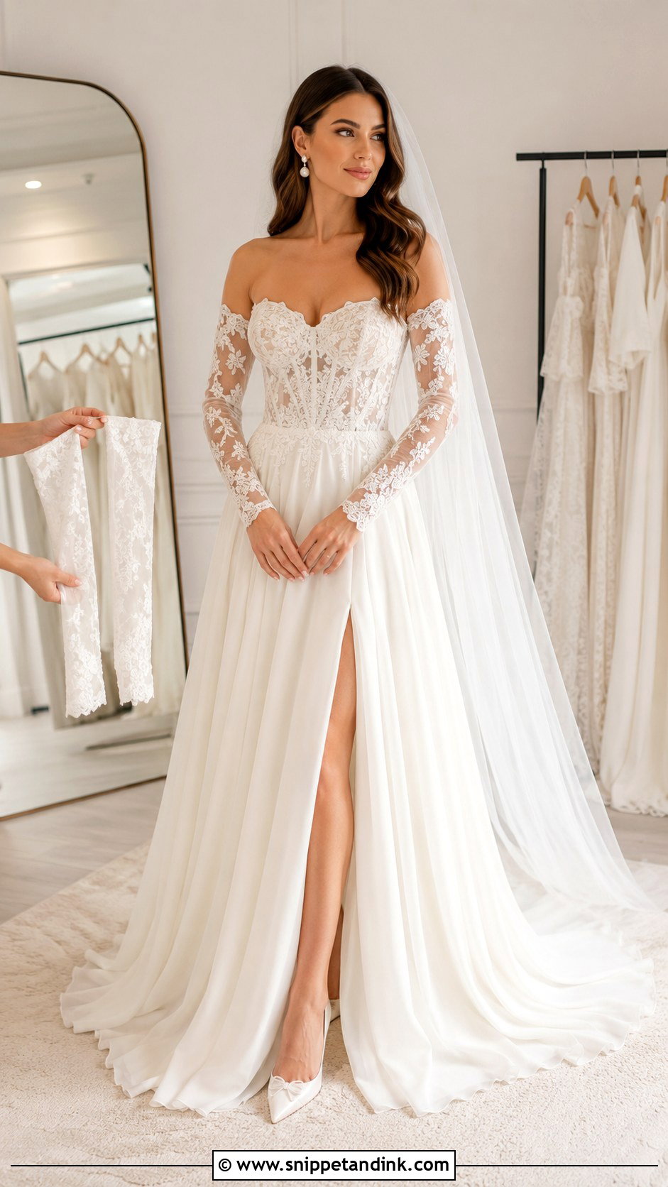 Detachable Long Sleeve Lace Wedding Dress - Snippet and Ink - 20 Long Sleeve Lace Wedding Dresses