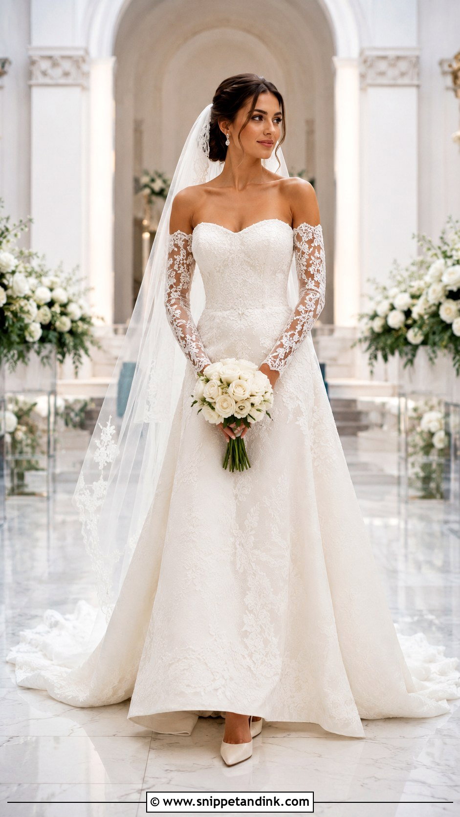 Detachable Long Sleeve Wedding Dress - Snippet and Ink - 20 Long Sleeve Wedding Ideas