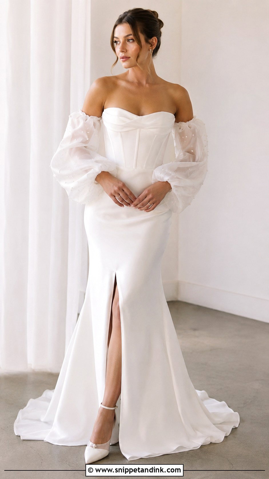 Detachable Organza Sleeves Wedding Dress - Snippet and Ink - 25 Detachable Sleeves Wedding Dress