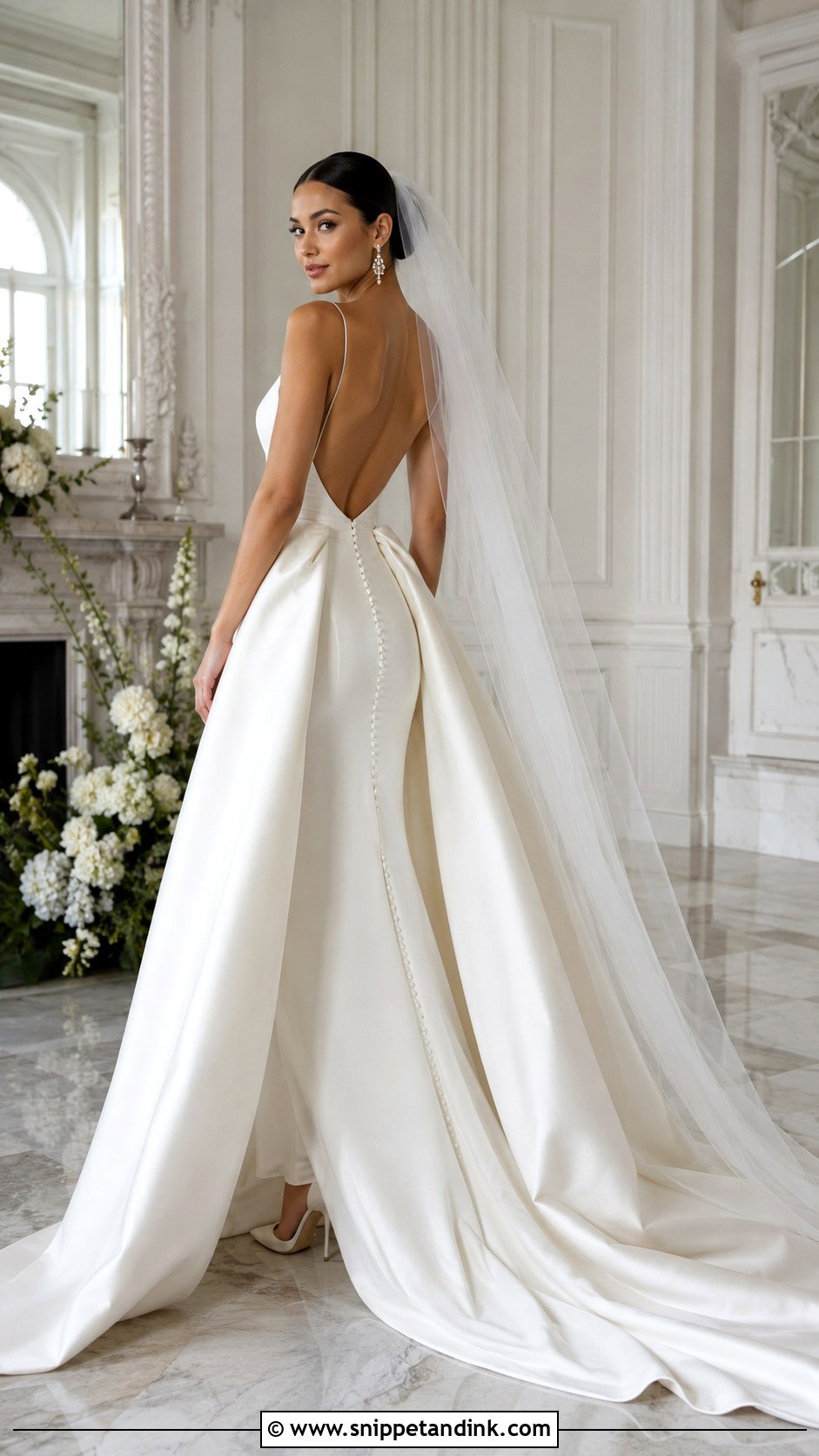 Detachable Overskirt Backless Bridal Gown - Snippet and Ink - 20 Backless Bridal Gowns