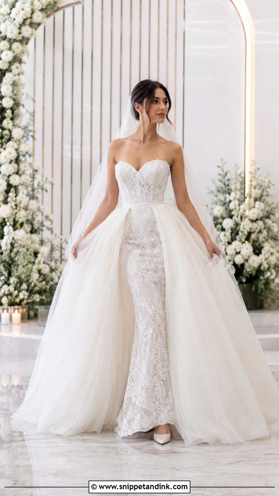 Detachable Overskirt Ball Gown Wedding Dress - Snippet and Ink - 20 Ball Gown Wedding Dress Princess Ideas