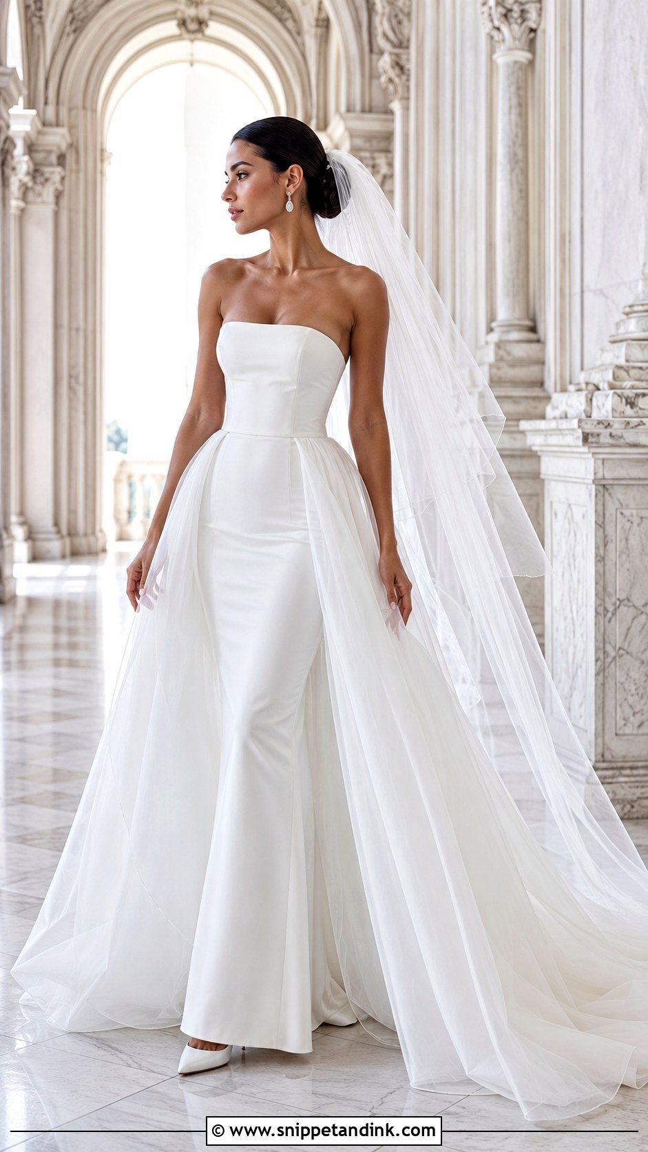 Detachable Overskirt Bodycon Wedding Dress - Snippet and Ink - 20 Bodycon Wedding Dresses