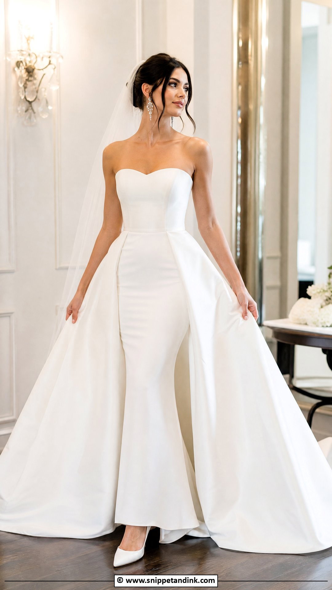 Detachable Overskirt Bridal Gown - Snippet and Ink - 35 Bridal Gowns