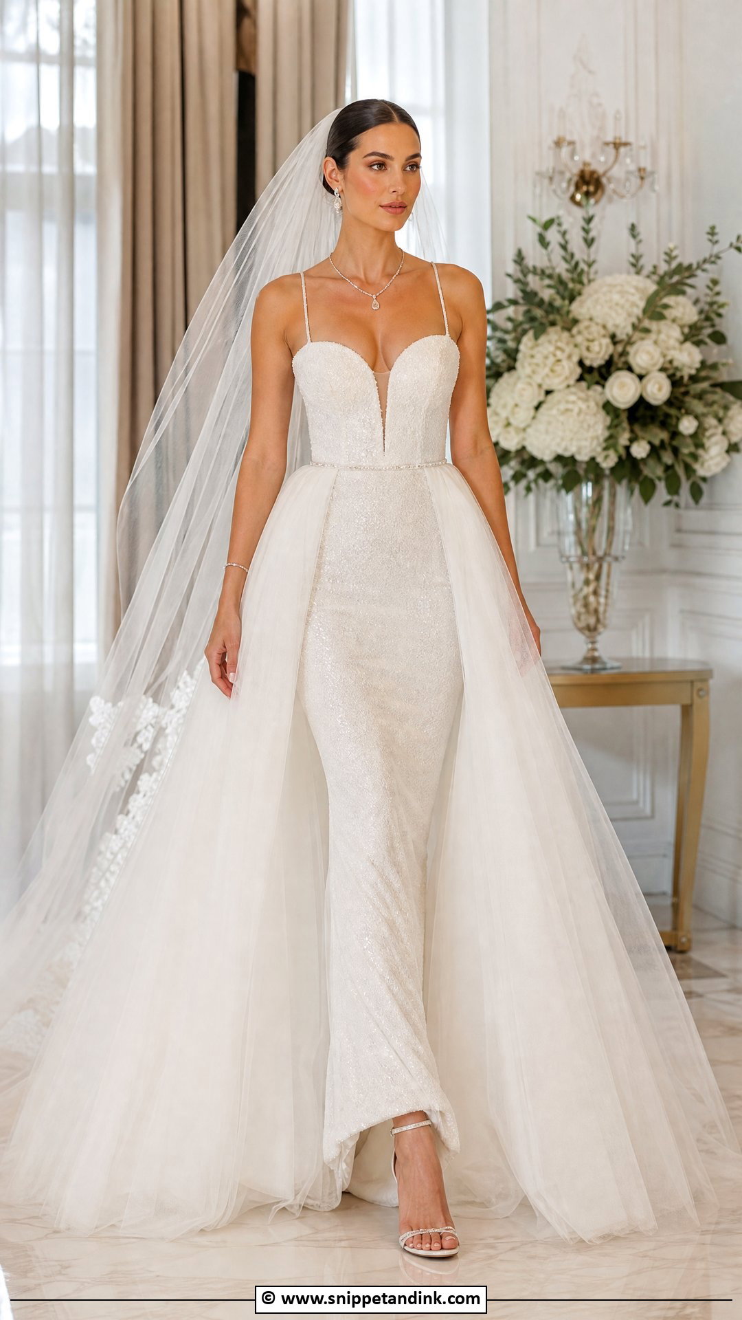Detachable Overskirt Bridal Outfit - Snippet and Ink - 35 Bridal Outfit Ideas