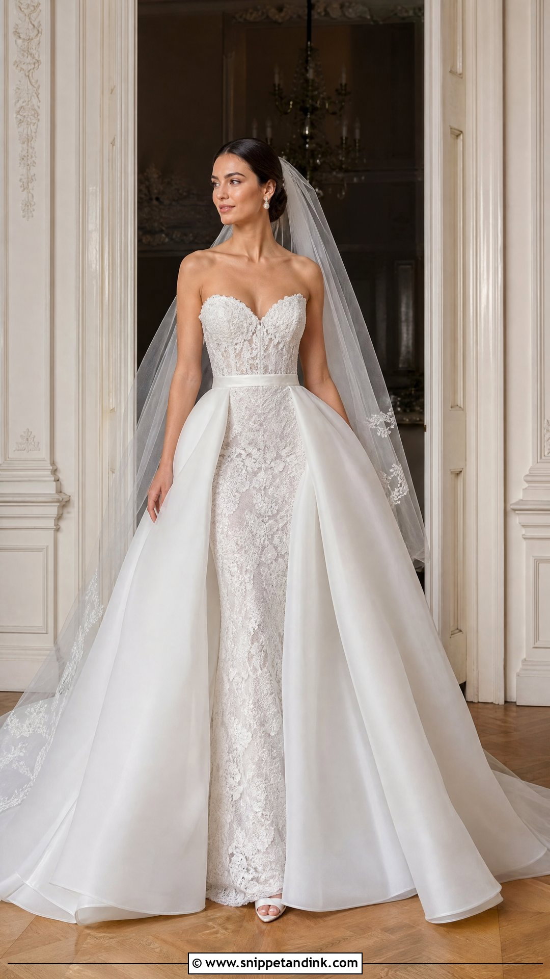 Detachable Overskirt Bride Dress - Snippet and Ink - 20 Romantic Bride Dress Ideas