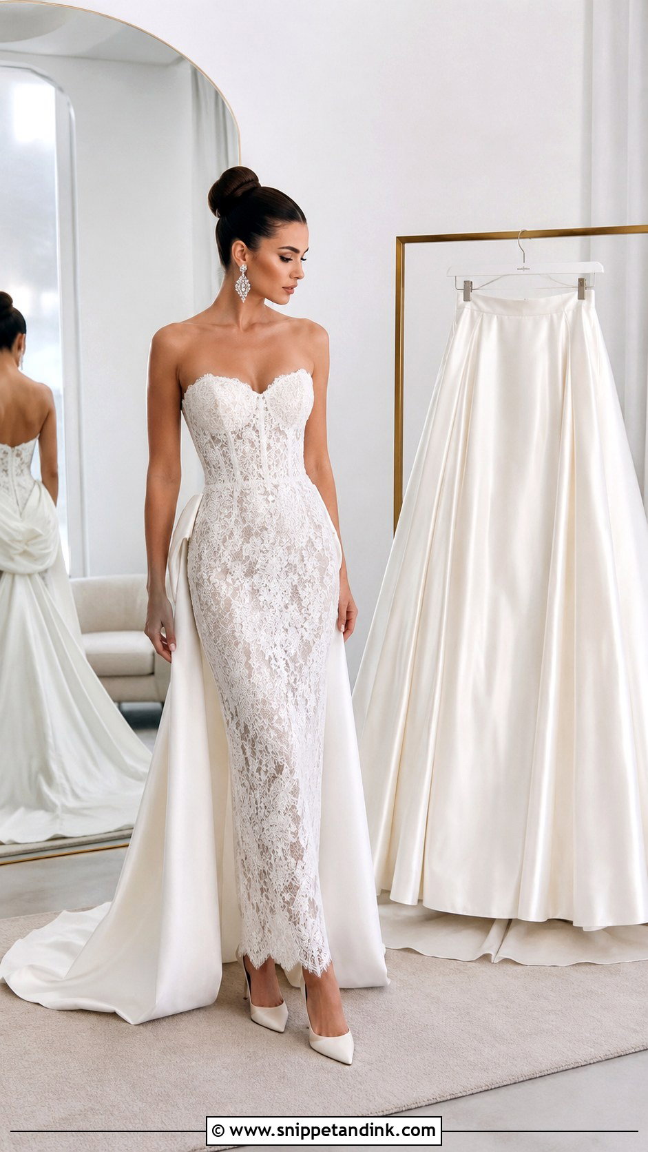 Detachable Overskirt Bustled Wedding Gown - Snippet and Ink - 20 Bustled Wedding Dress Ideas