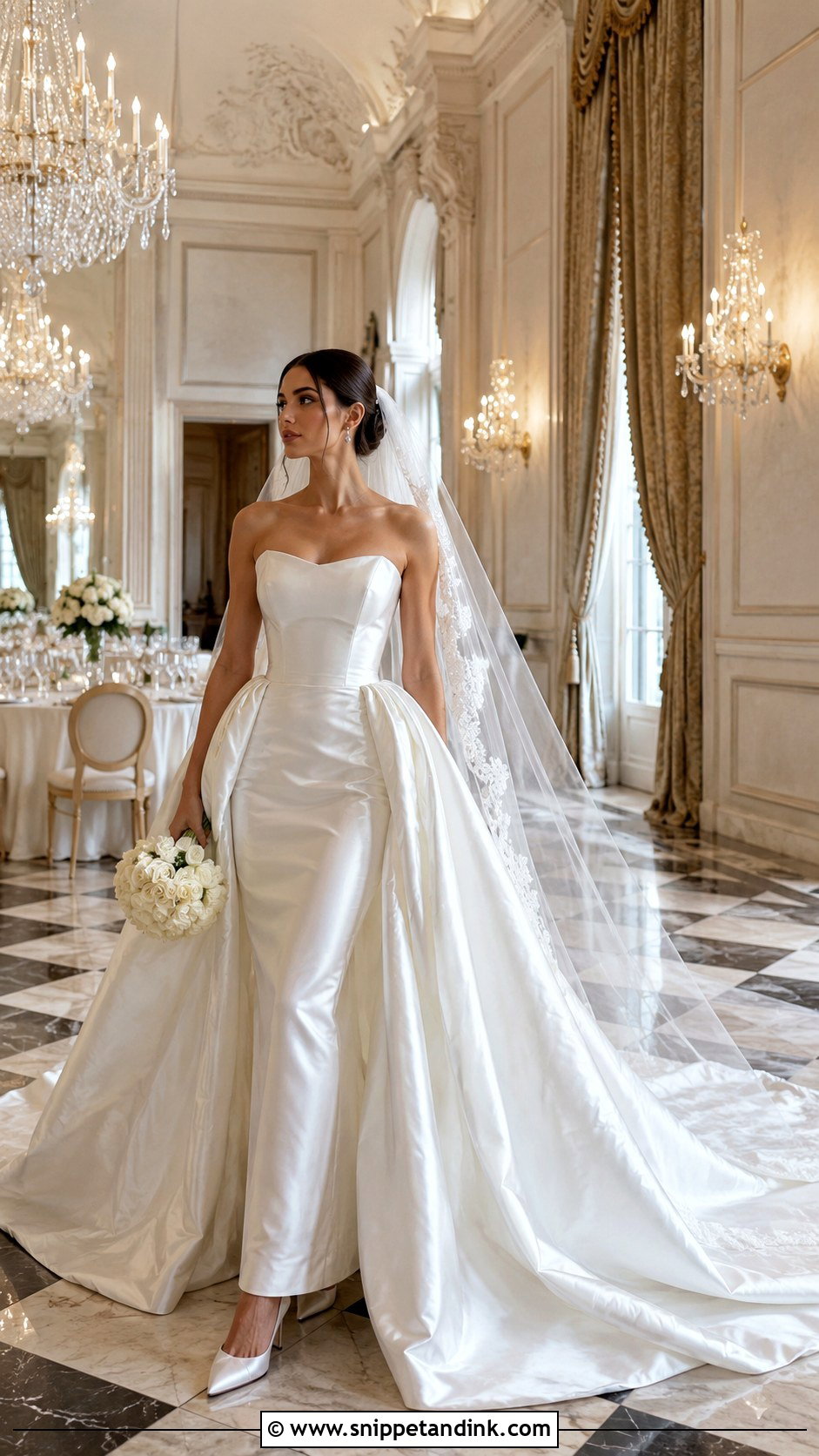 Detachable Overskirt Castle Wedding Dress - Snippet and Ink - 20 Castle Wedding Dress Ideas