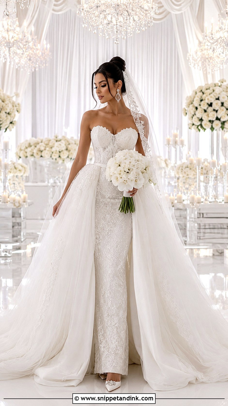 Detachable Overskirt Cinderella Gown - Snippet and Ink - 20 Cinderella Gown Wedding Ideas