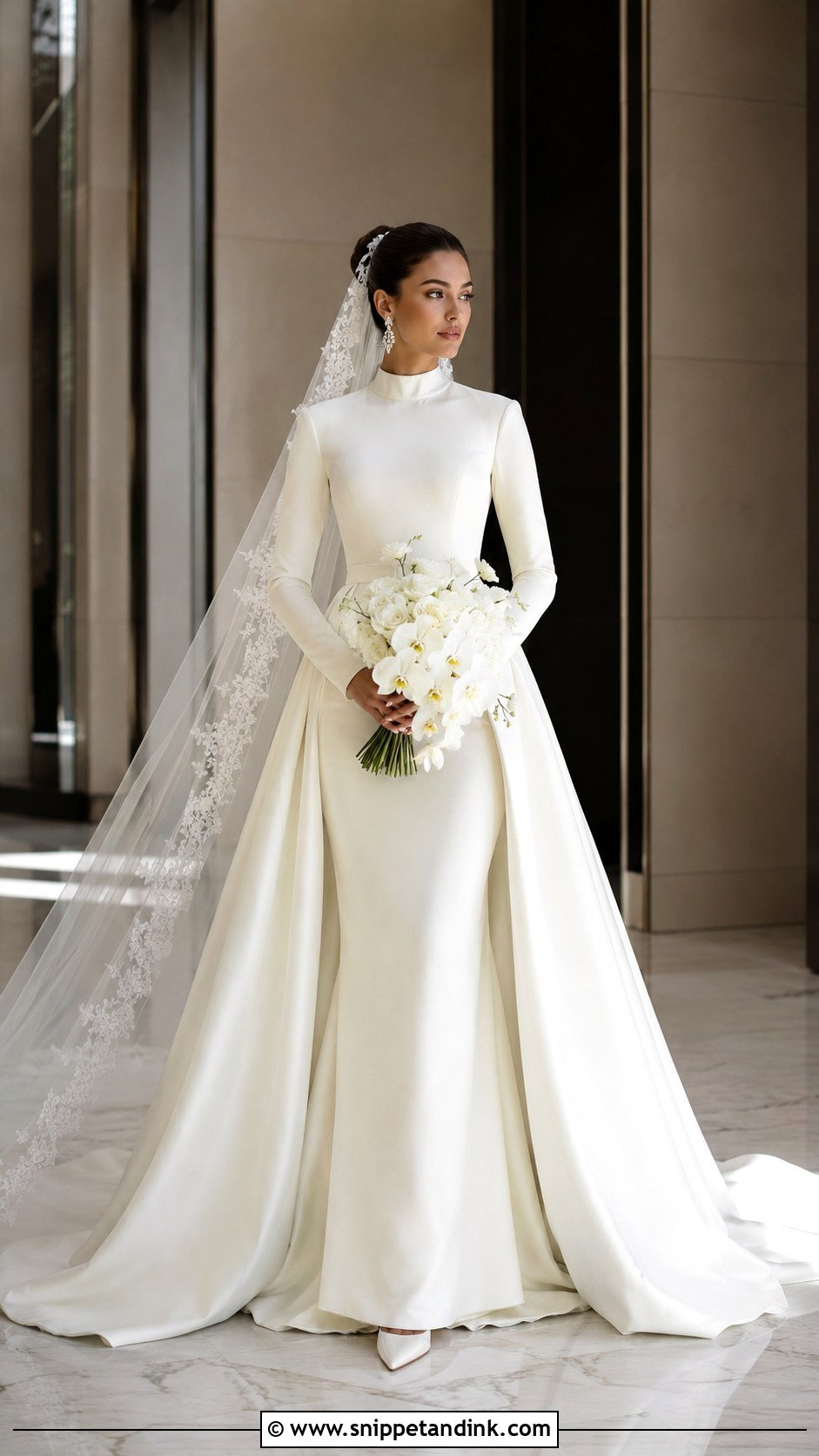Detachable Overskirt Closed Wedding Dress - Snippet and Ink - 20 Closed Wedding Dress Ideas
