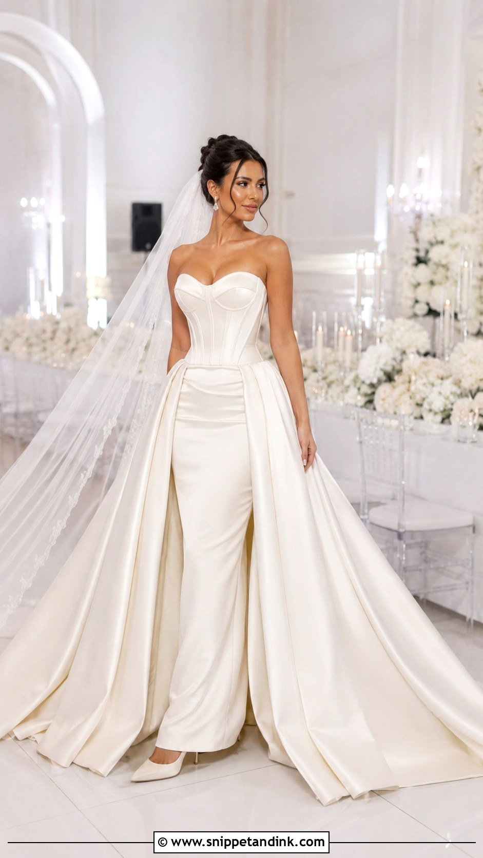 Detachable Overskirt Corset Bridal Gown - Snippet and Ink - 20 Corset Bridal Gown Ideas