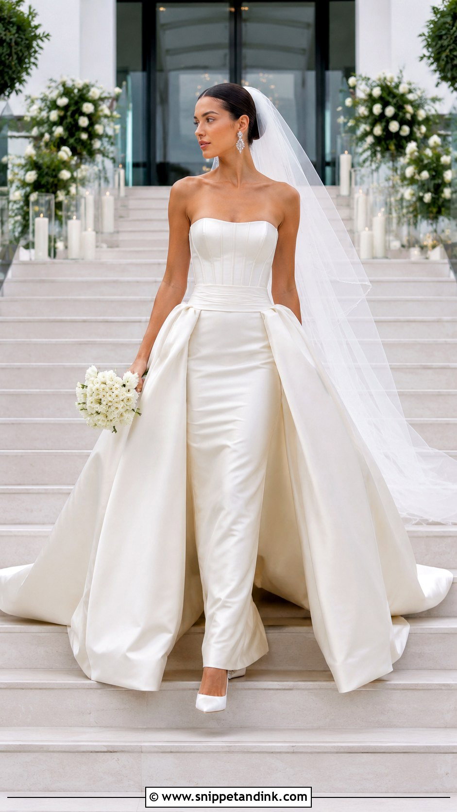 Detachable Overskirt Corseted Wedding Dress - Snippet and Ink - 20 Corseted Wedding Dress Ideas
