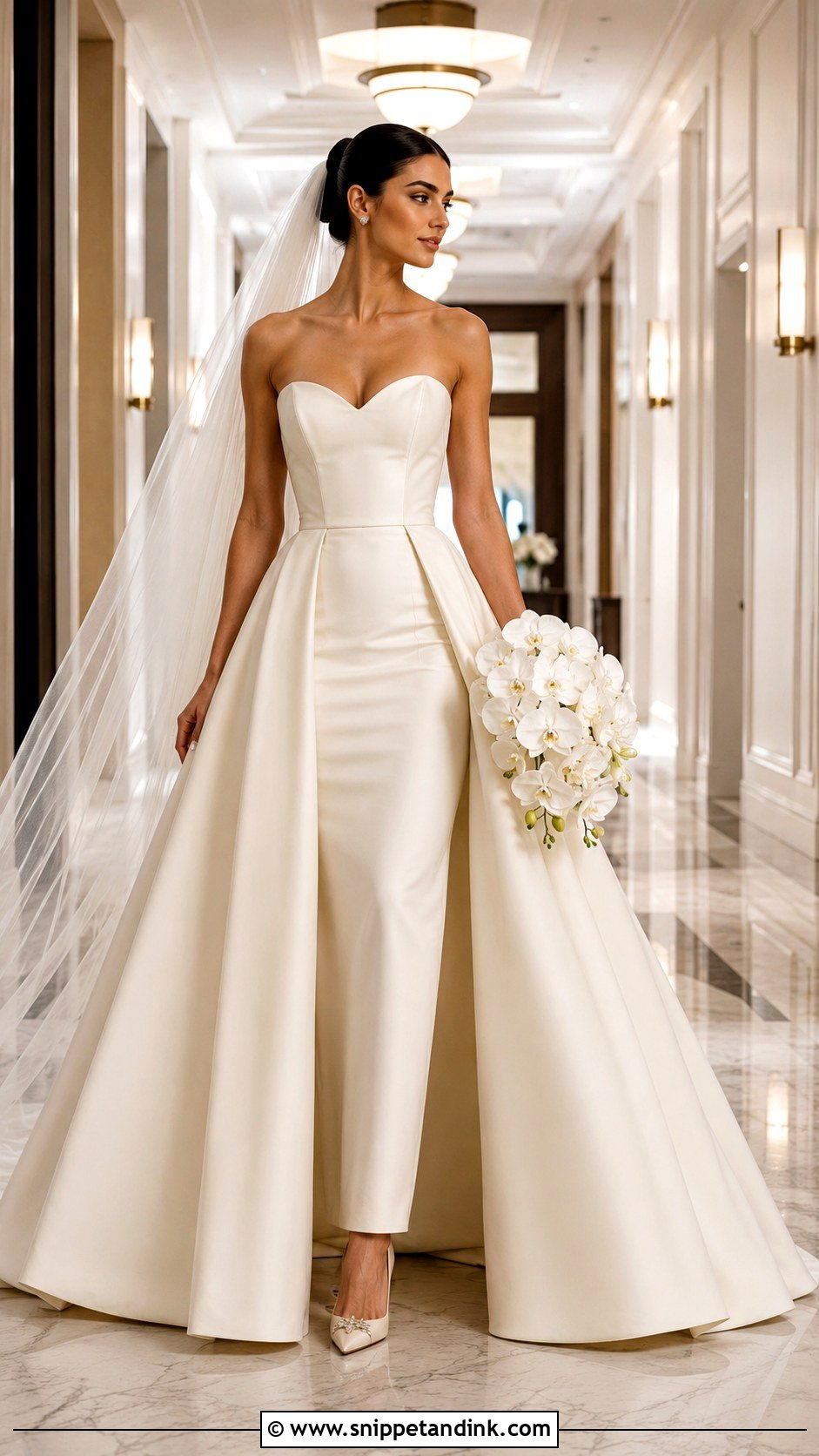 Detachable Overskirt Cream Wedding Dress - Snippet and Ink - 20 Cream Wedding Dresses
