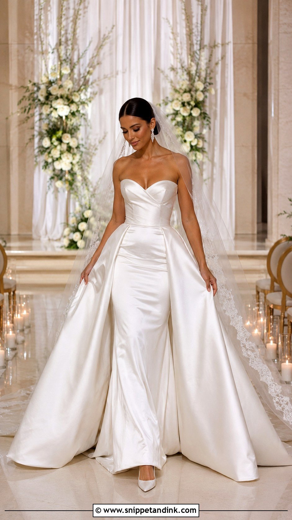 Detachable Overskirt Fishtail Wedding Dress - Snippet and Ink - 20 Fishtail Wedding Dresses