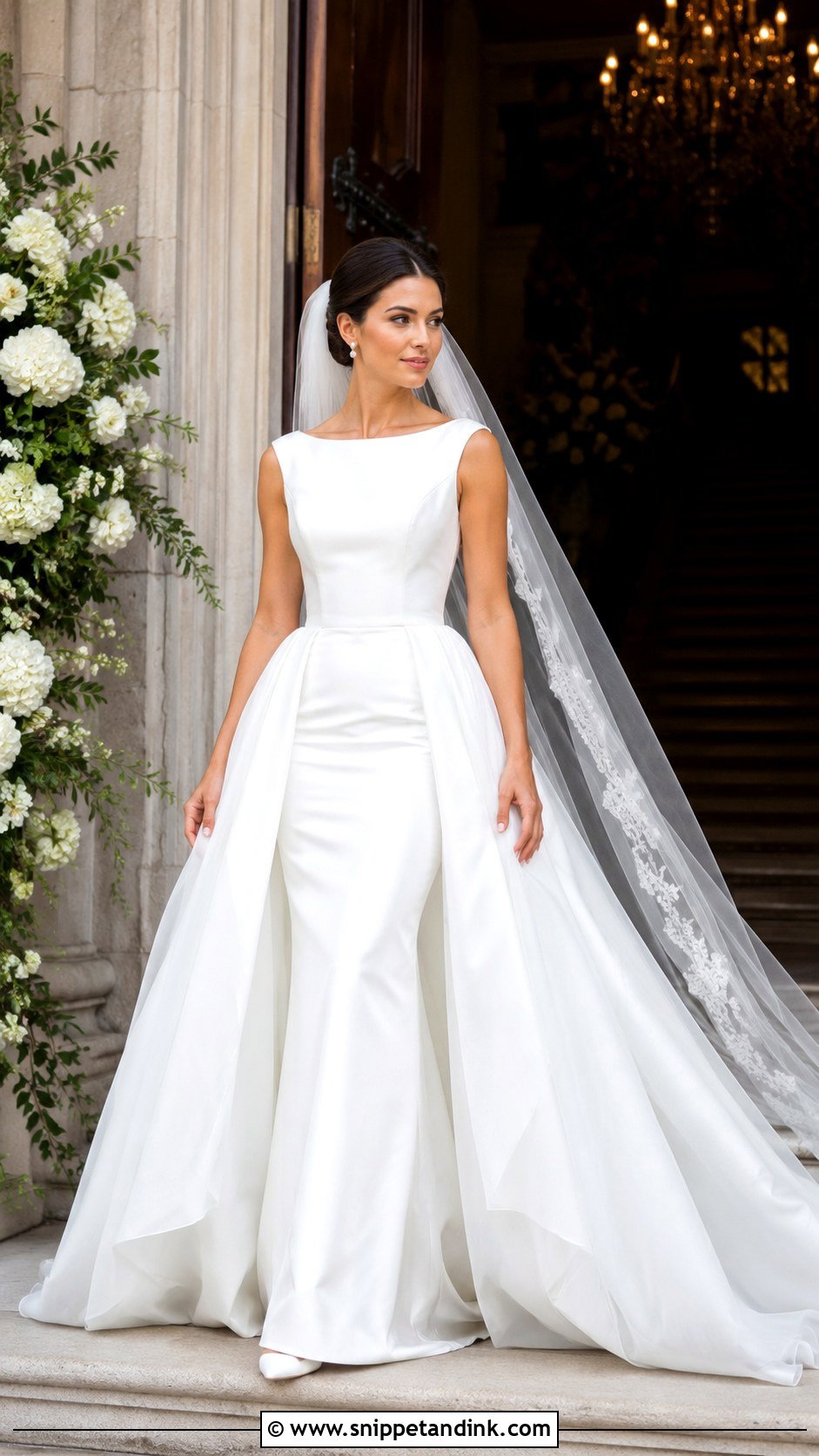 Detachable Overskirt Fit And Flare Wedding Dress - Snippet and Ink - 20 Fit Wedding Dress Ideas