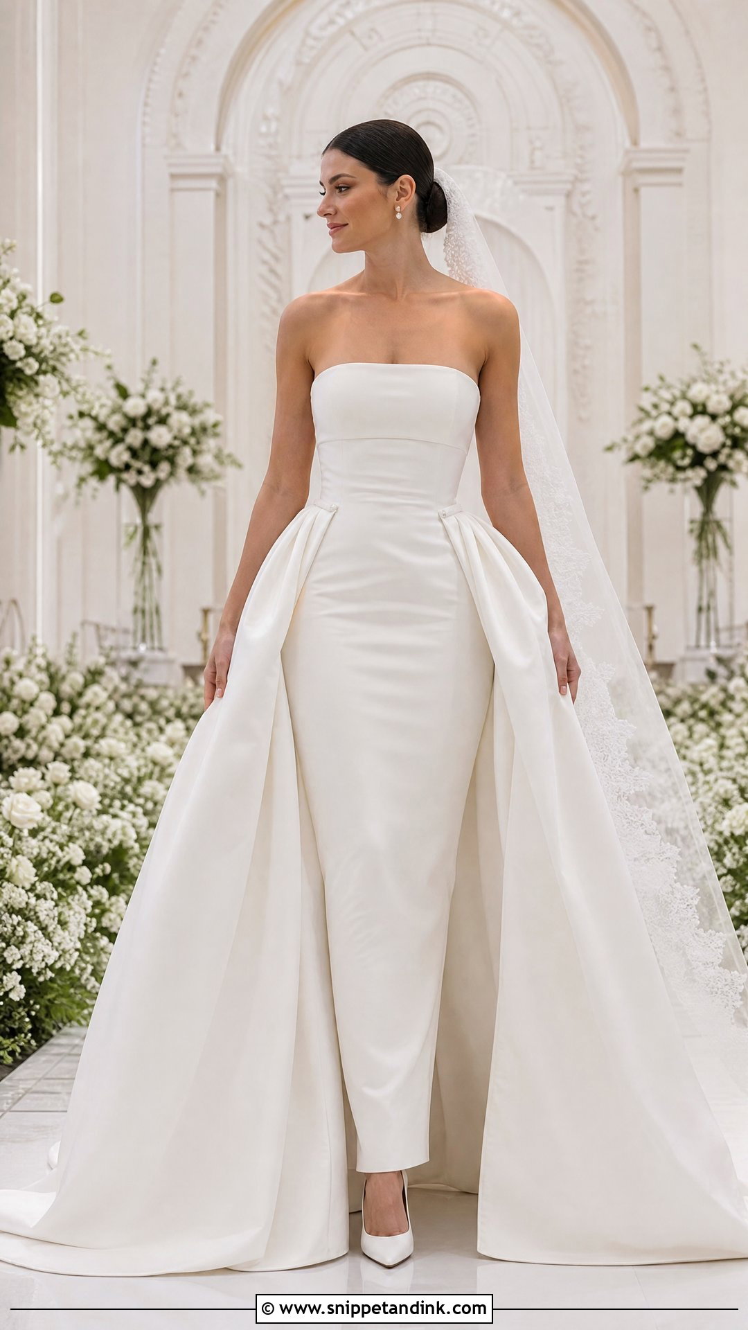 Detachable Overskirt Fitted Wedding Dress - Snippet and Ink - 20 Tight Fitted Wedding Dresses