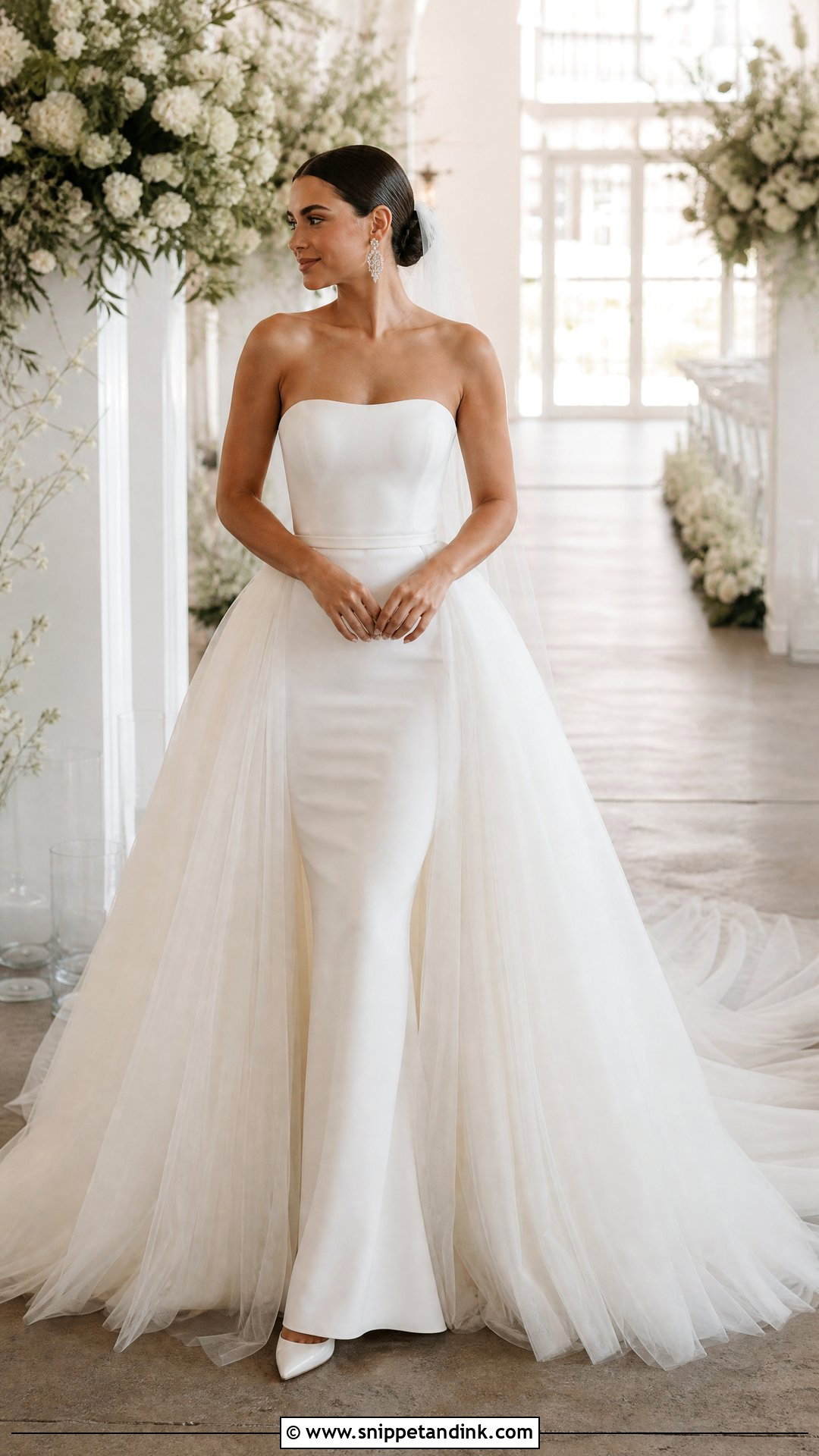Detachable Overskirt Fitted Wedding Dress - Snippet and Ink - 20 Tight Fitting Wedding Dresses