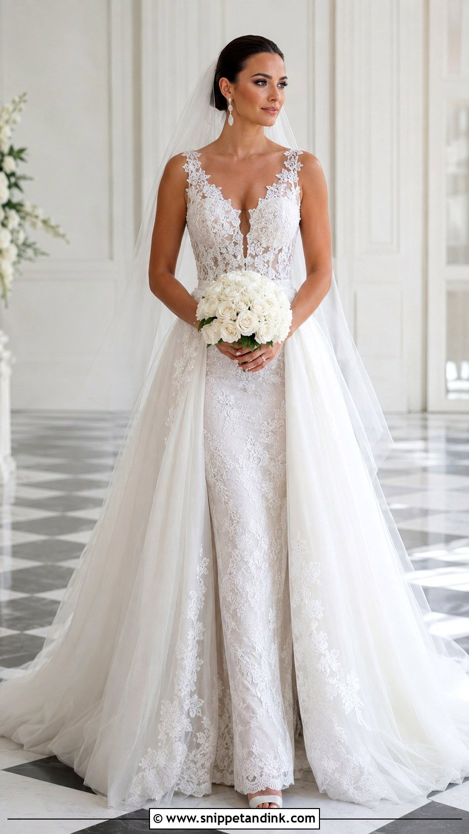 Detachable Overskirt Floor Length Wedding Dress - Snippet and Ink - 20 Floor Length Wedding Dress Ideas