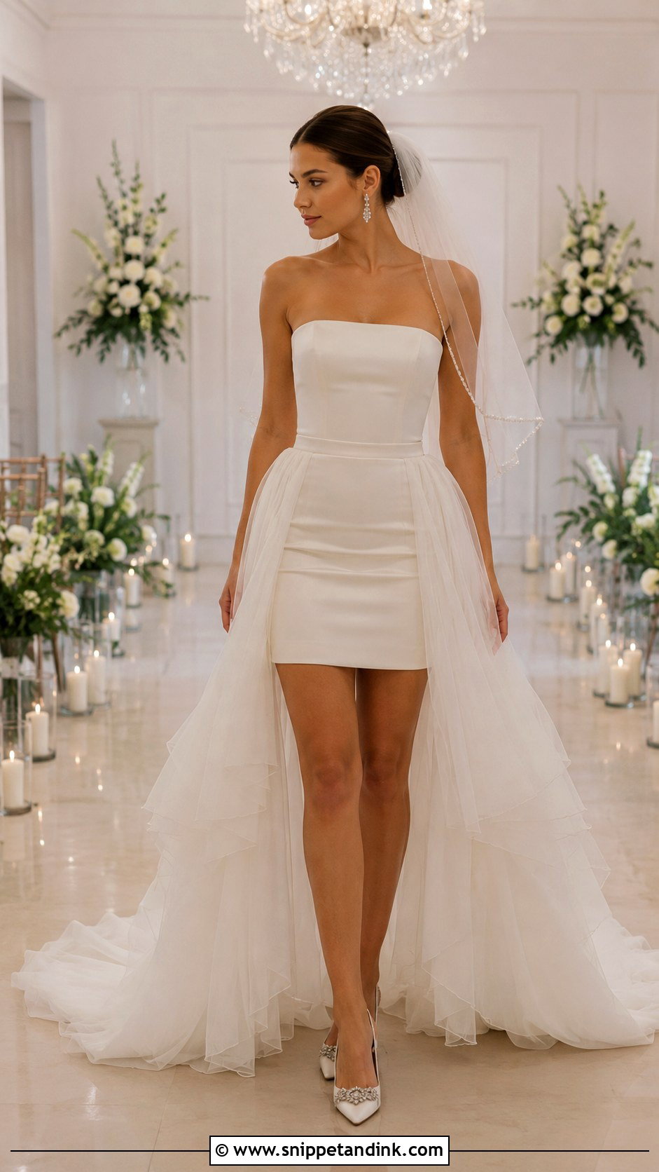 Detachable Overskirt Hi Lo Wedding Dress - Snippet and Ink - 20 Hi Lo Wedding Dress Ideas