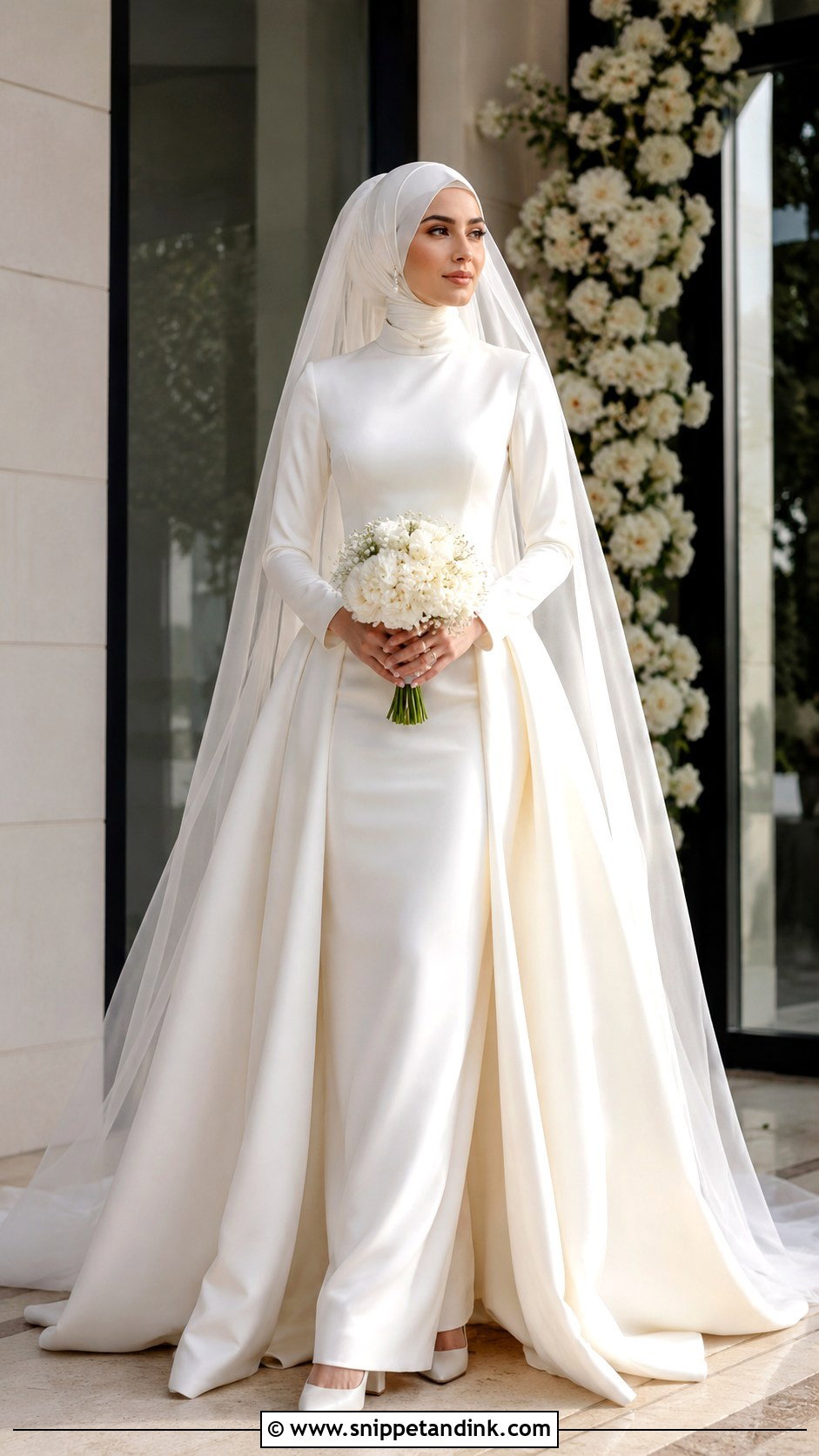 Detachable Overskirt Hijab Wedding Dress - Snippet and Ink - 20 Muslim Wedding Dress Hijab Bride Simple Ideas