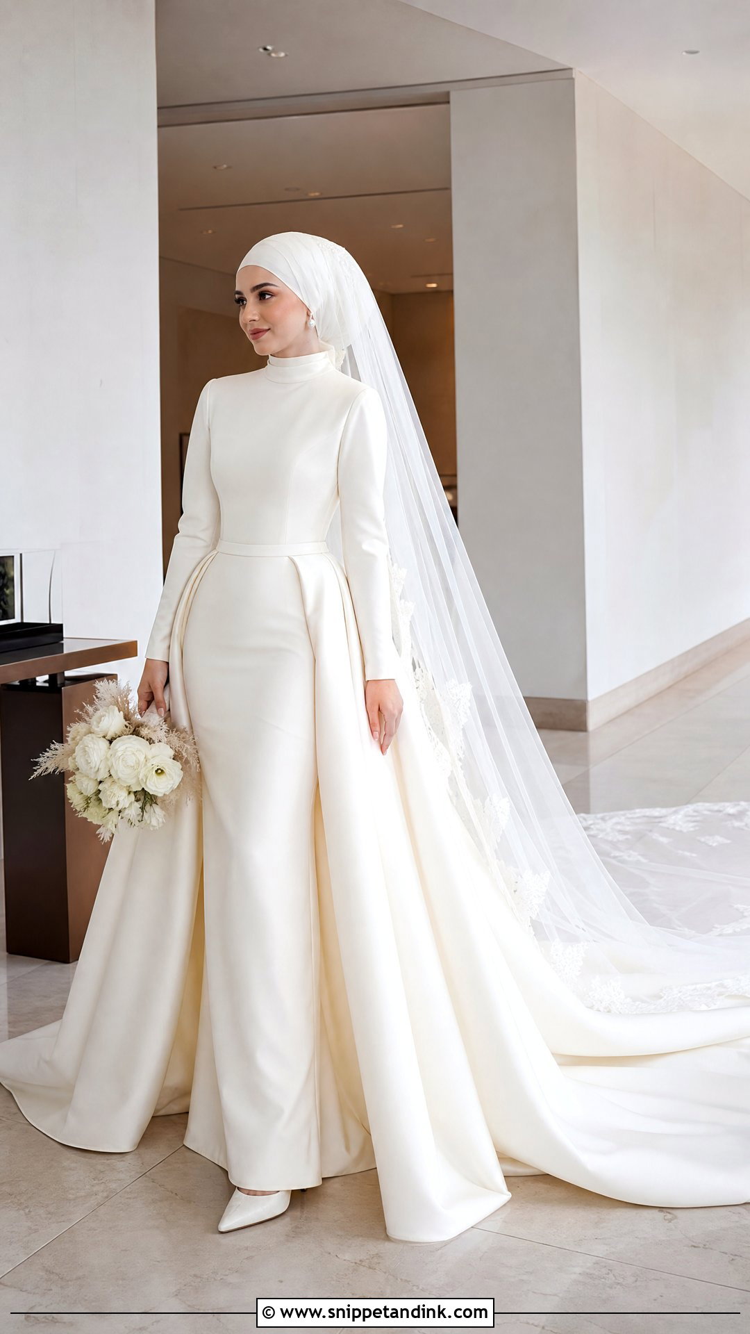 Detachable Overskirt Hijabi Wedding Gown - Snippet and Ink - 20 Hijabi Wedding Dress Gowns