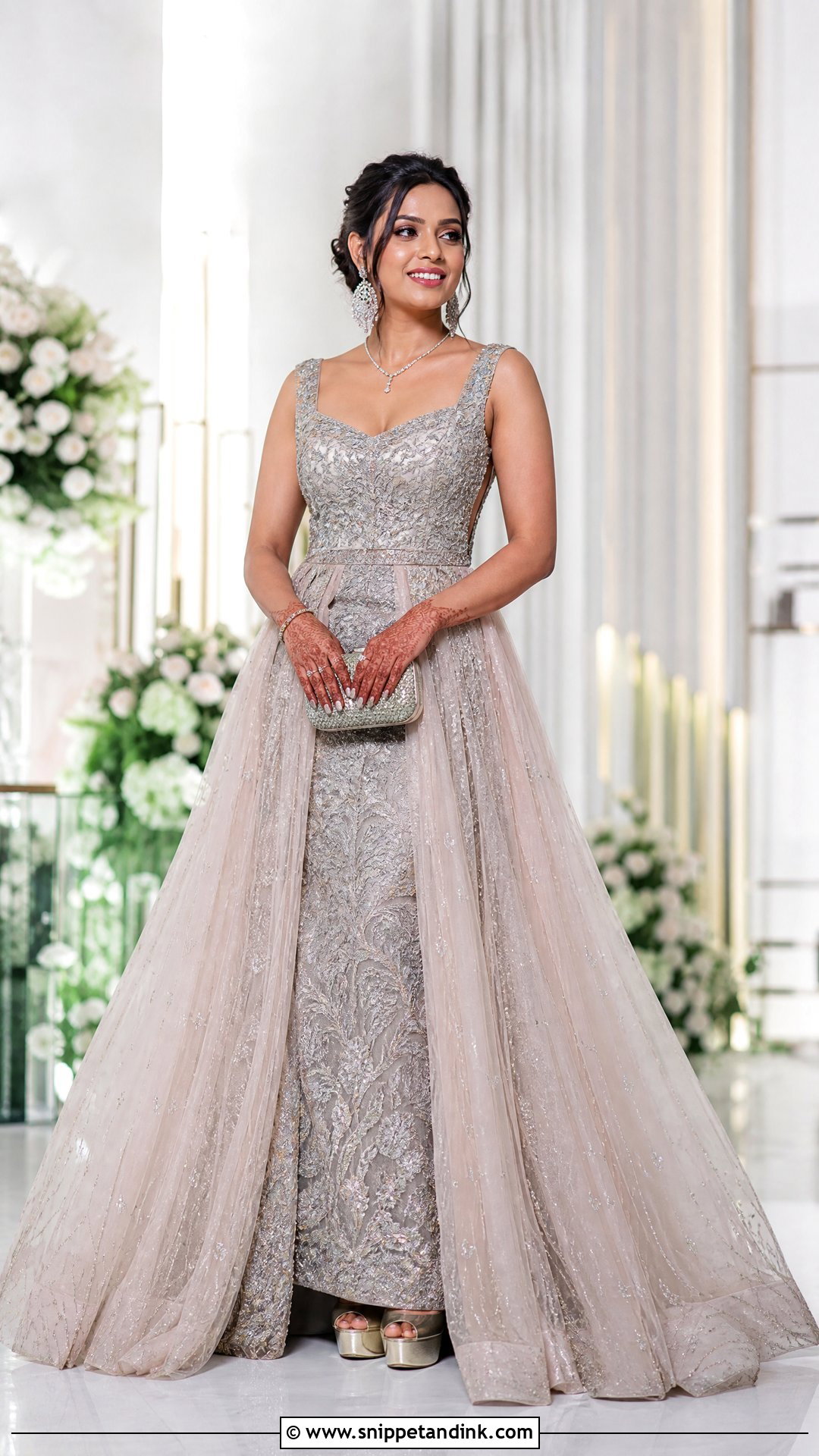 Detachable Overskirt Indian Bridal Gown - Snippet and Ink - 20 Indian Bridal Gown Ideas