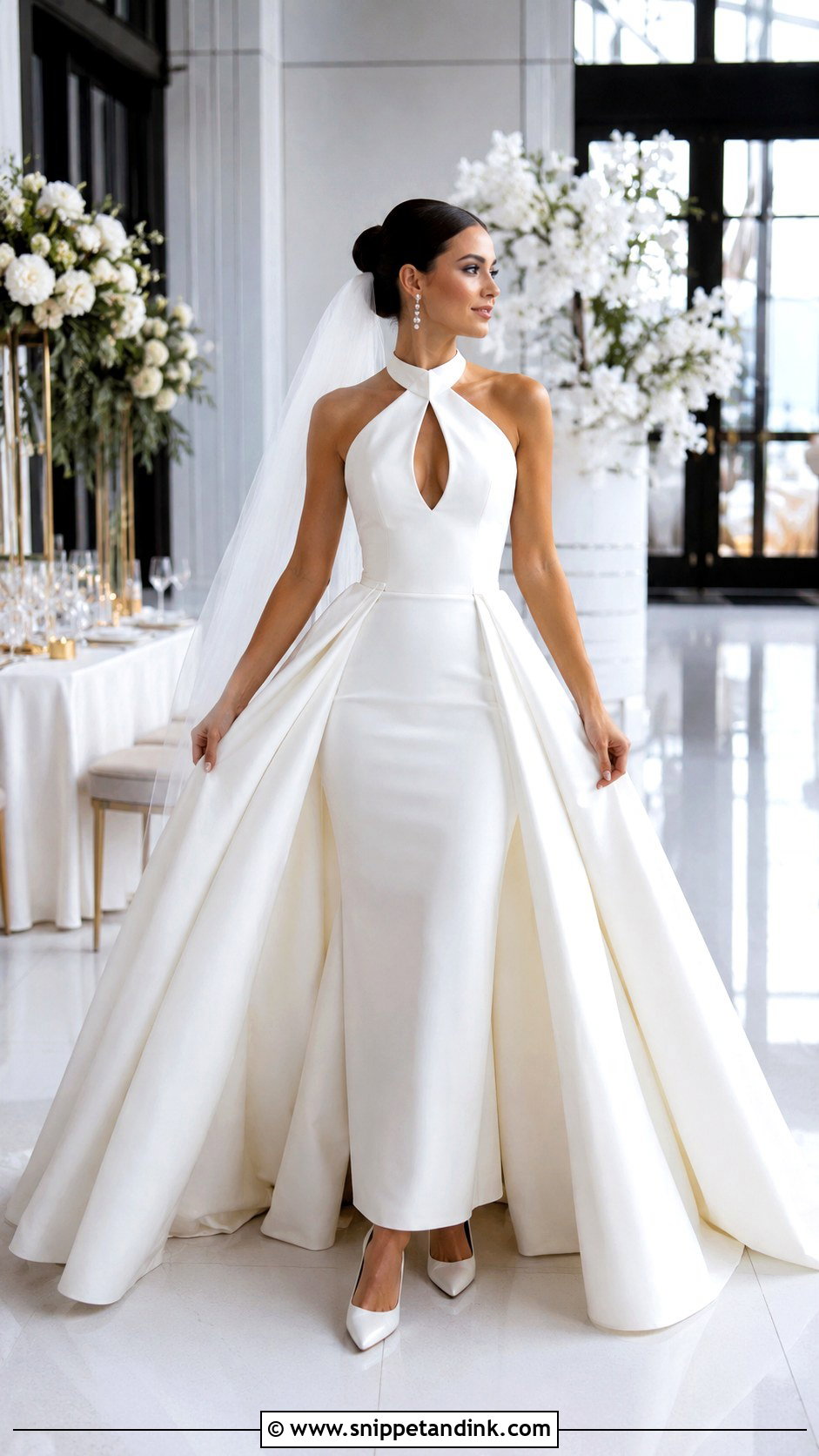 Detachable Overskirt Keyhole Wedding Dress - Snippet and Ink - 20 Keyhole Wedding Dress Ideas
