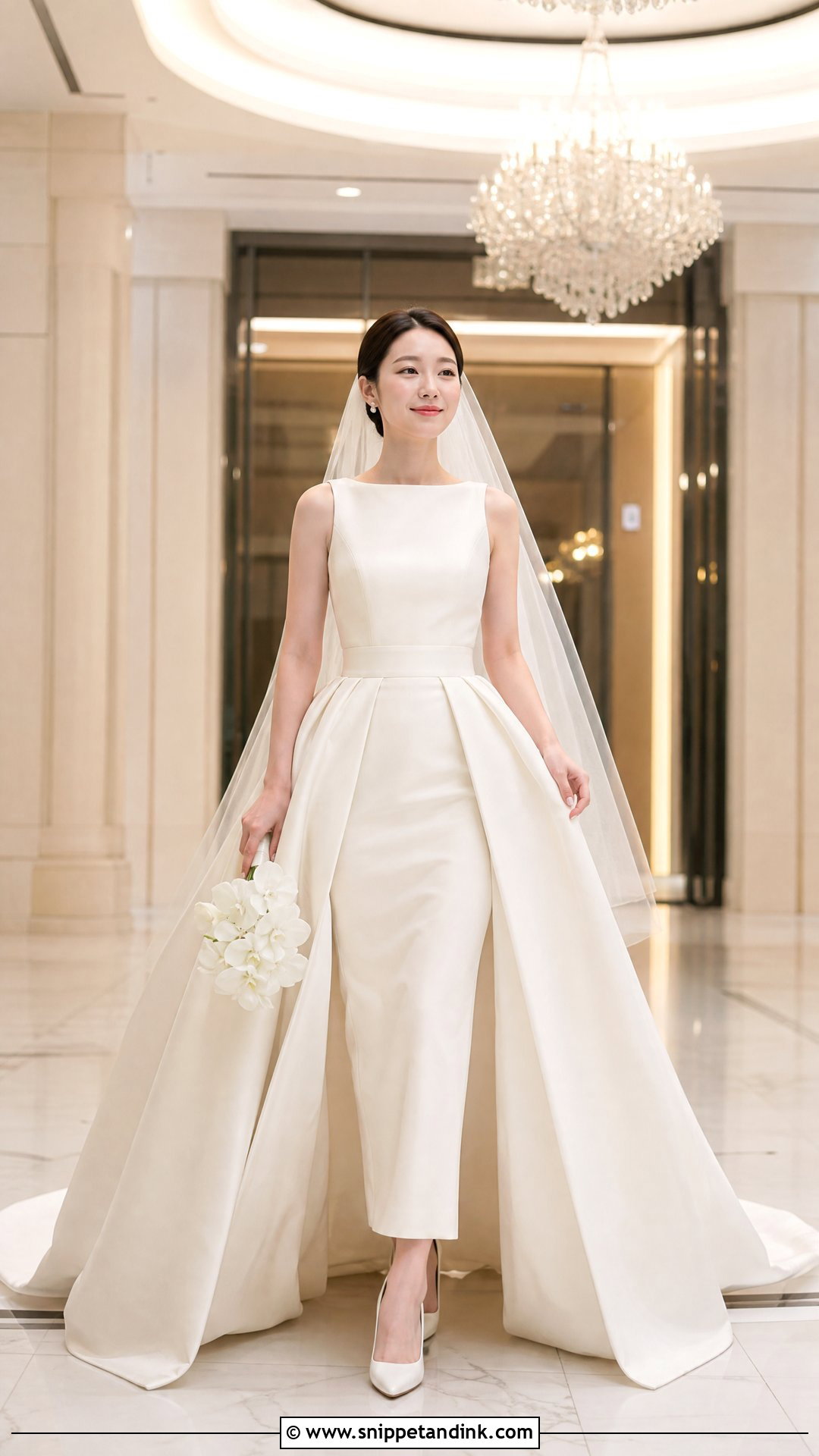 Detachable Overskirt Korean Wedding Dress - Snippet and Ink - 25 Elegant Korean Wedding Dress Ideas