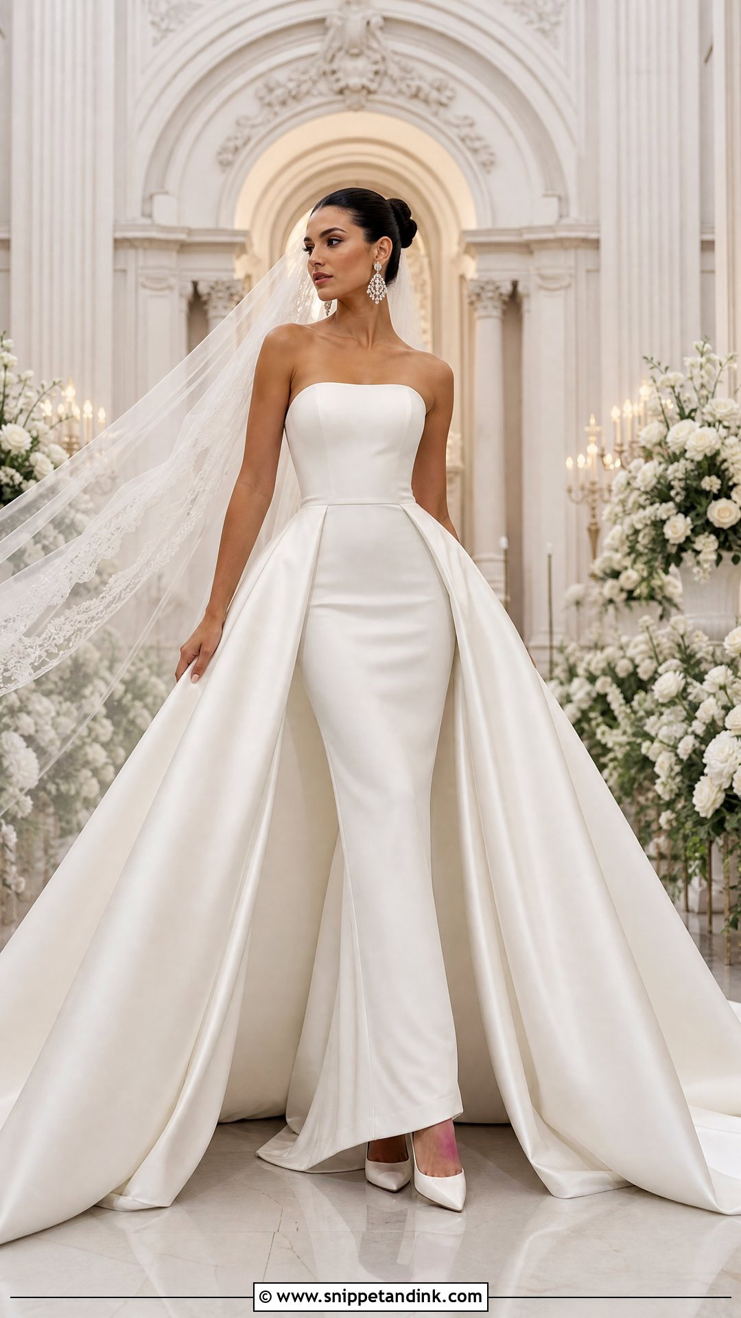Detachable Overskirt Long Wedding Dress - Snippet and Ink - 25 Long Wedding Dress Ideas
