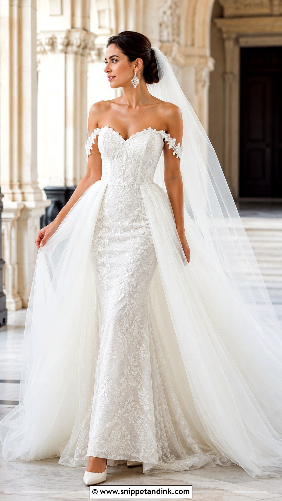 Detachable Overskirt Mermaid Bridal Dress - Snippet and Ink - 20 Mermaid Bridal Dresses