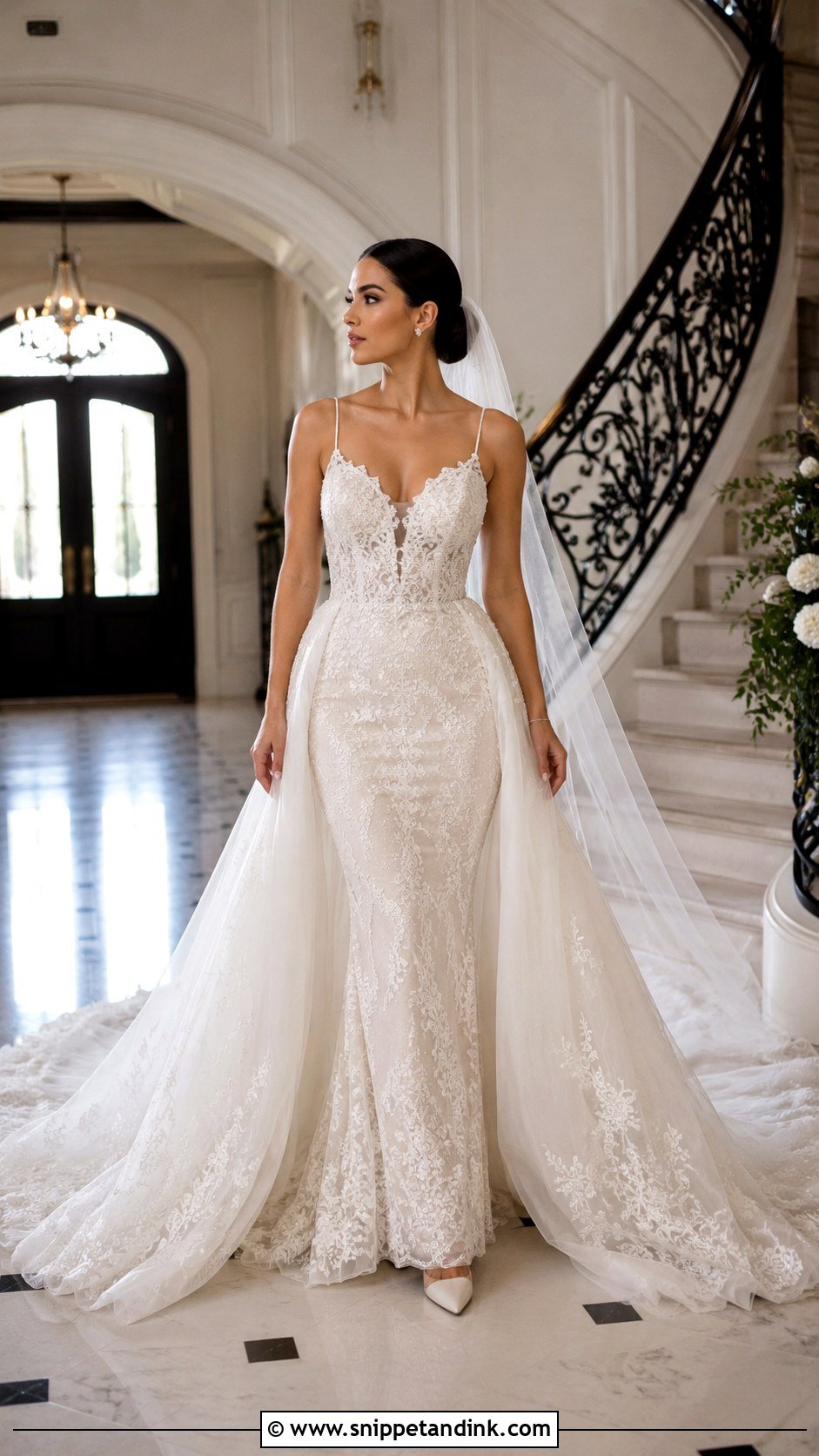 Detachable Overskirt Mermaid Bridal Gown - Snippet and Ink - 20 Mermaid Bridal Gowns