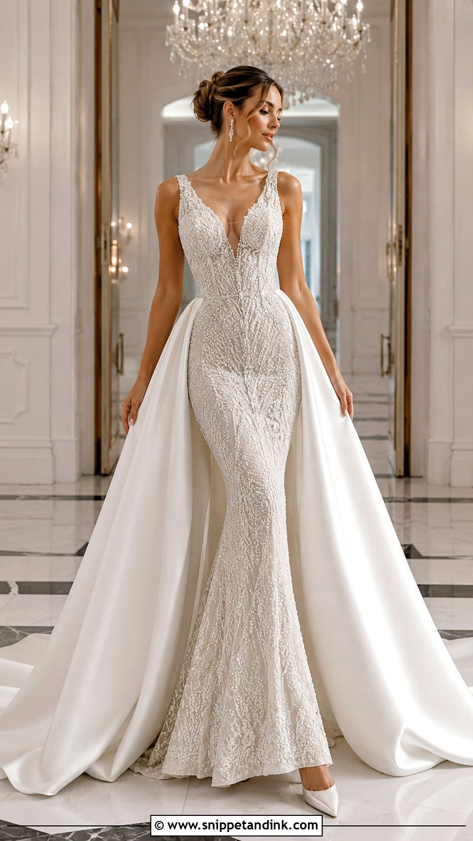Detachable Overskirt Mermaid Gown - Snippet and Ink - 20 Mermaid Tail Gown Ideas