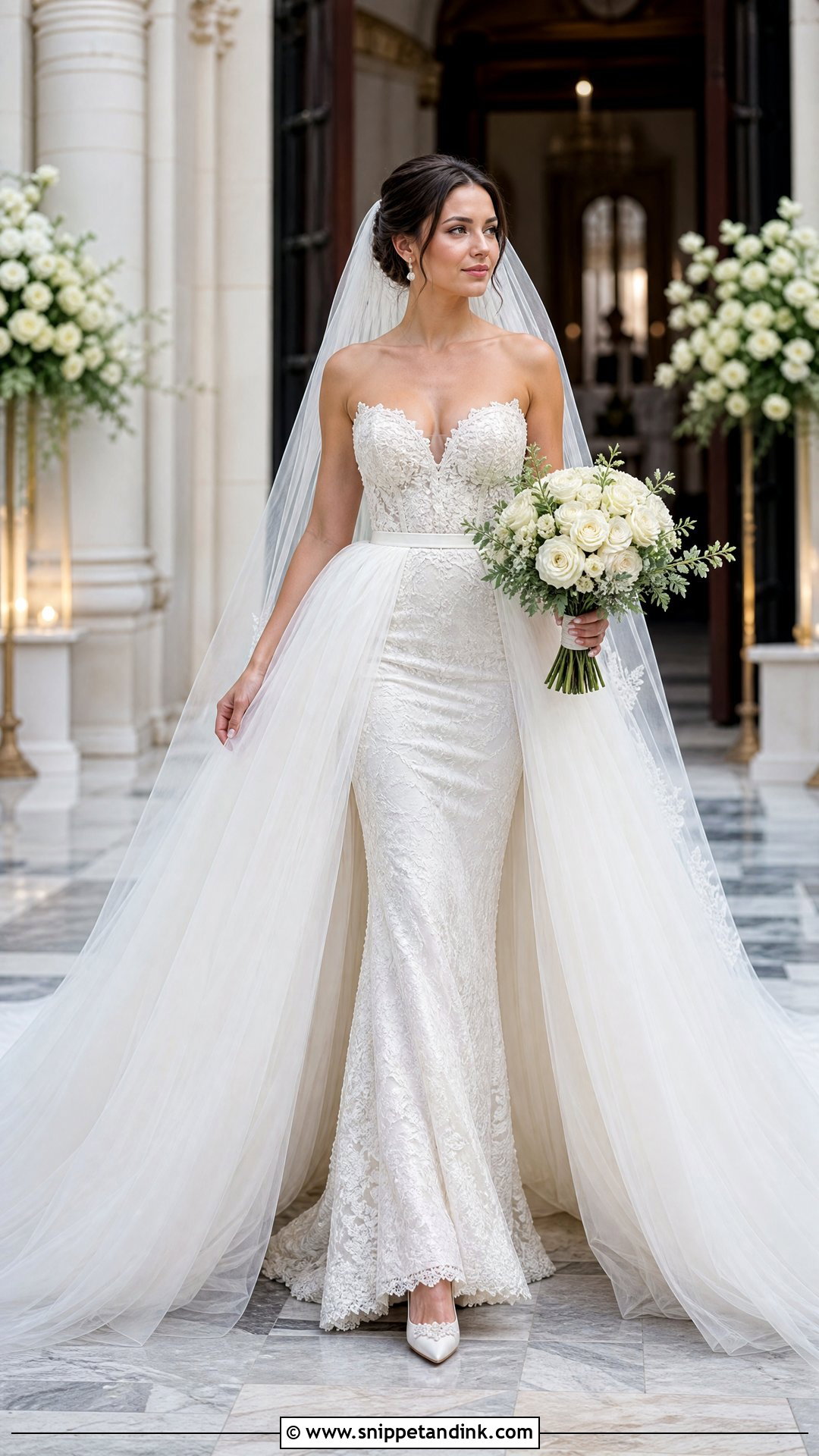 Detachable Overskirt Mermaid Tail Wedding Dress - Snippet and Ink - 20 Mermaid Tail Wedding Dress Ideas