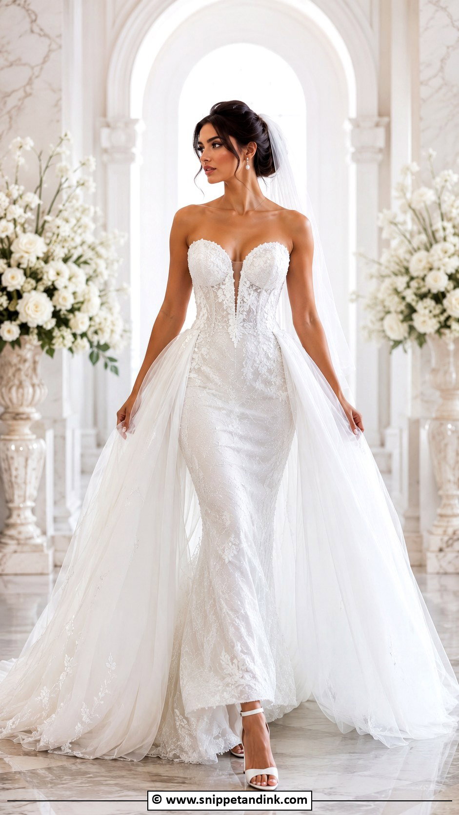Detachable Overskirt Mermaid Wedding Dress - Snippet and Ink - 25 Elegant Mermaid Wedding Dress Ideas