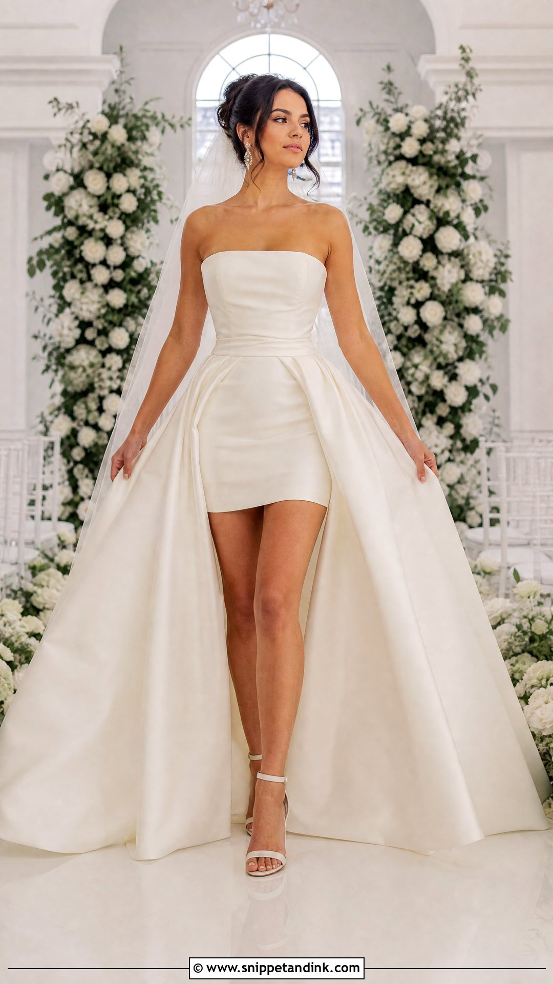 Detachable Overskirt Mini Wedding Dress - Snippet and Ink - 20 Shorter Wedding Dress Ideas