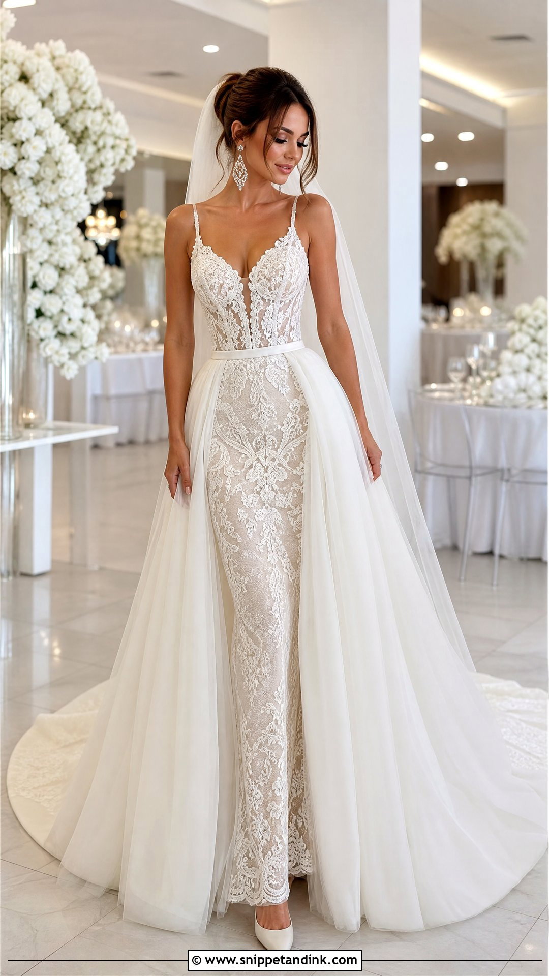 Detachable Overskirt Princess Wedding Dress - Snippet and Ink - 20 Princess Style Wedding Dress Ideas